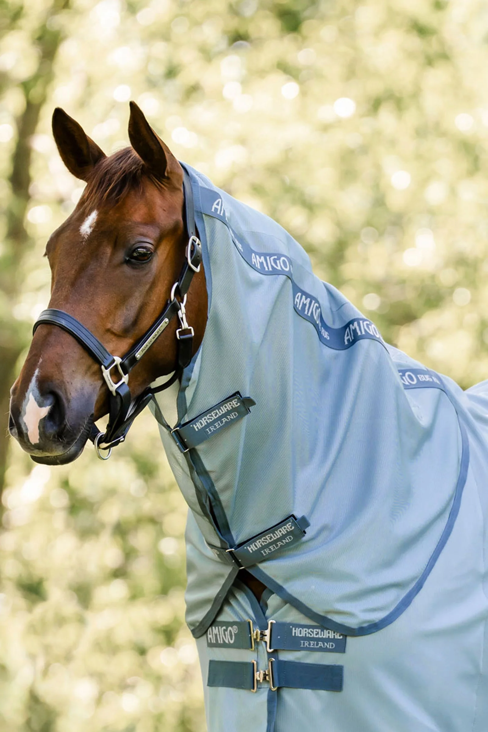 Amigo osłona szyi do derki przeciw owadom, ochrona UV Heather Blue/Blue & Silver S
