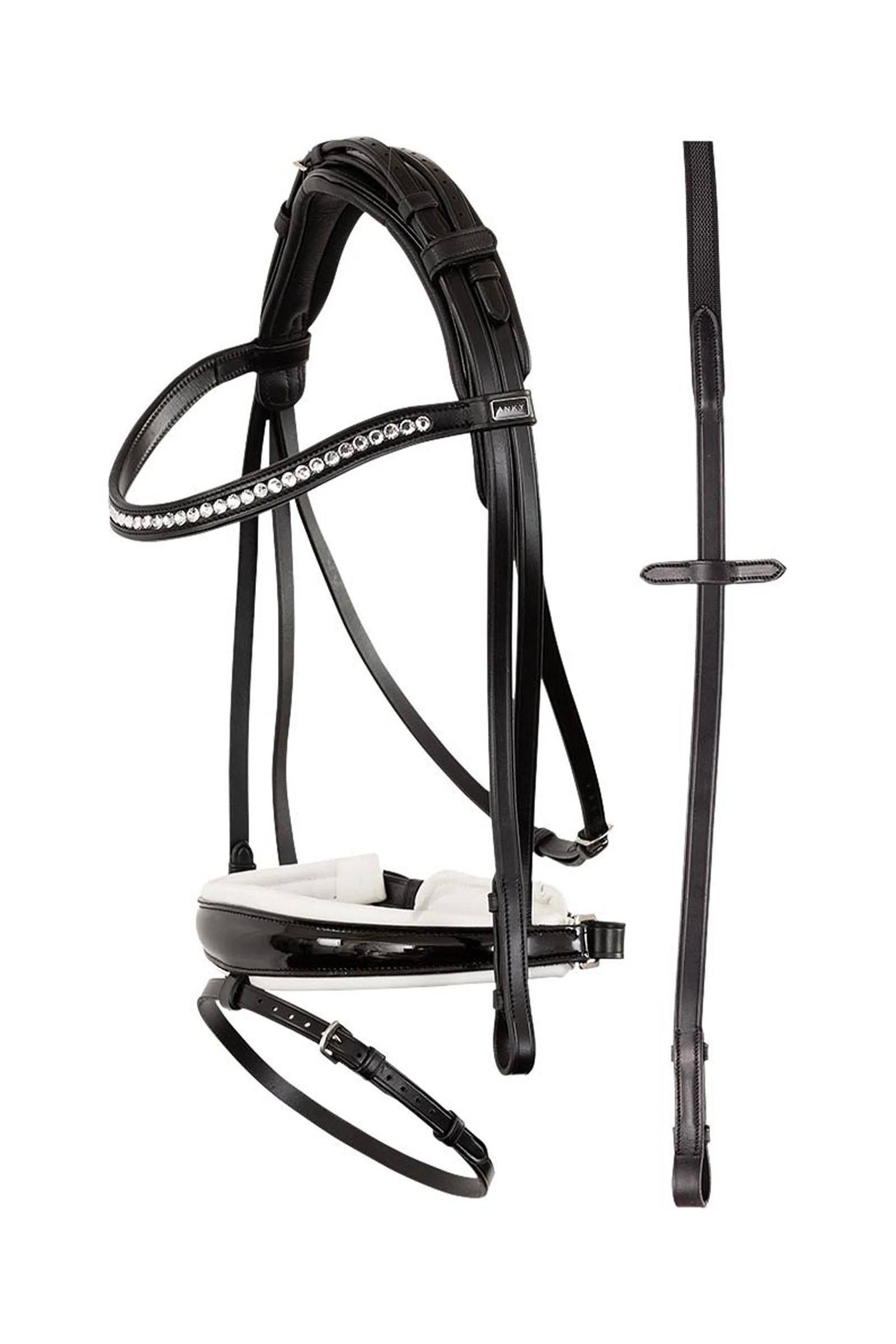 ANKY Anatomic Ogłowie z Klamrą Koronową i Wodze Black/White F