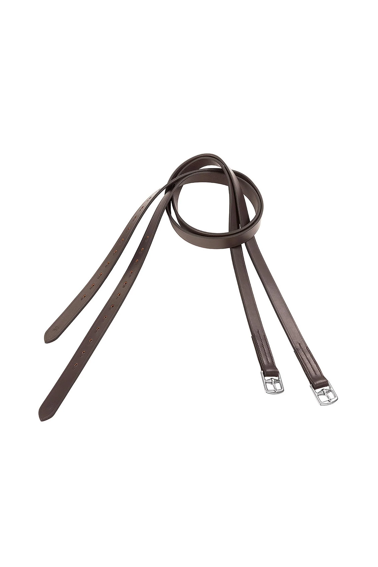 Basic skórzane puśliska z owalnymi otworami Brown 120 cm
