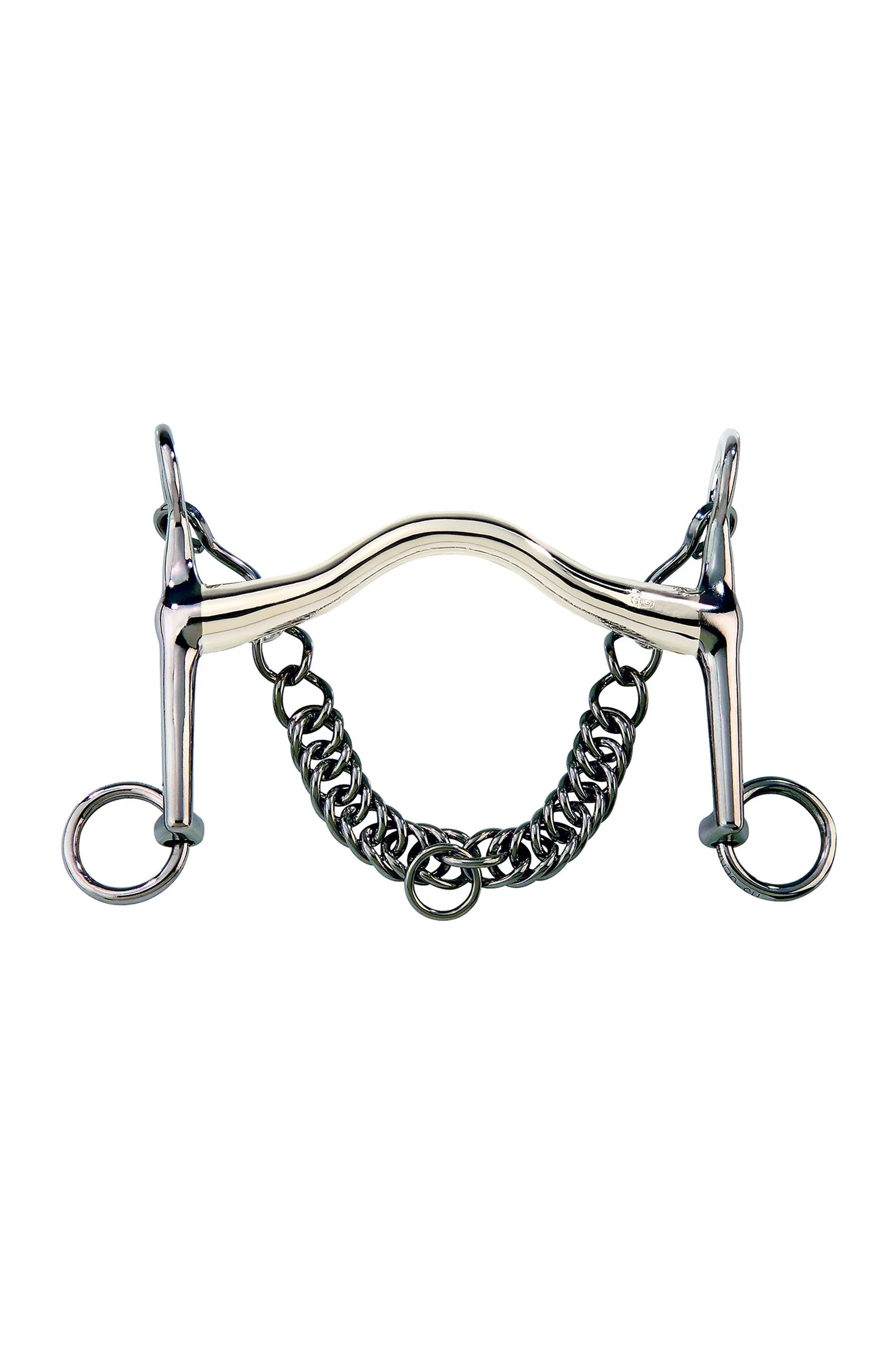 Kandare Bemelmans z łukiem językowym, 14 mm, 7 cm czanki, Sensogan Metall 115 mm