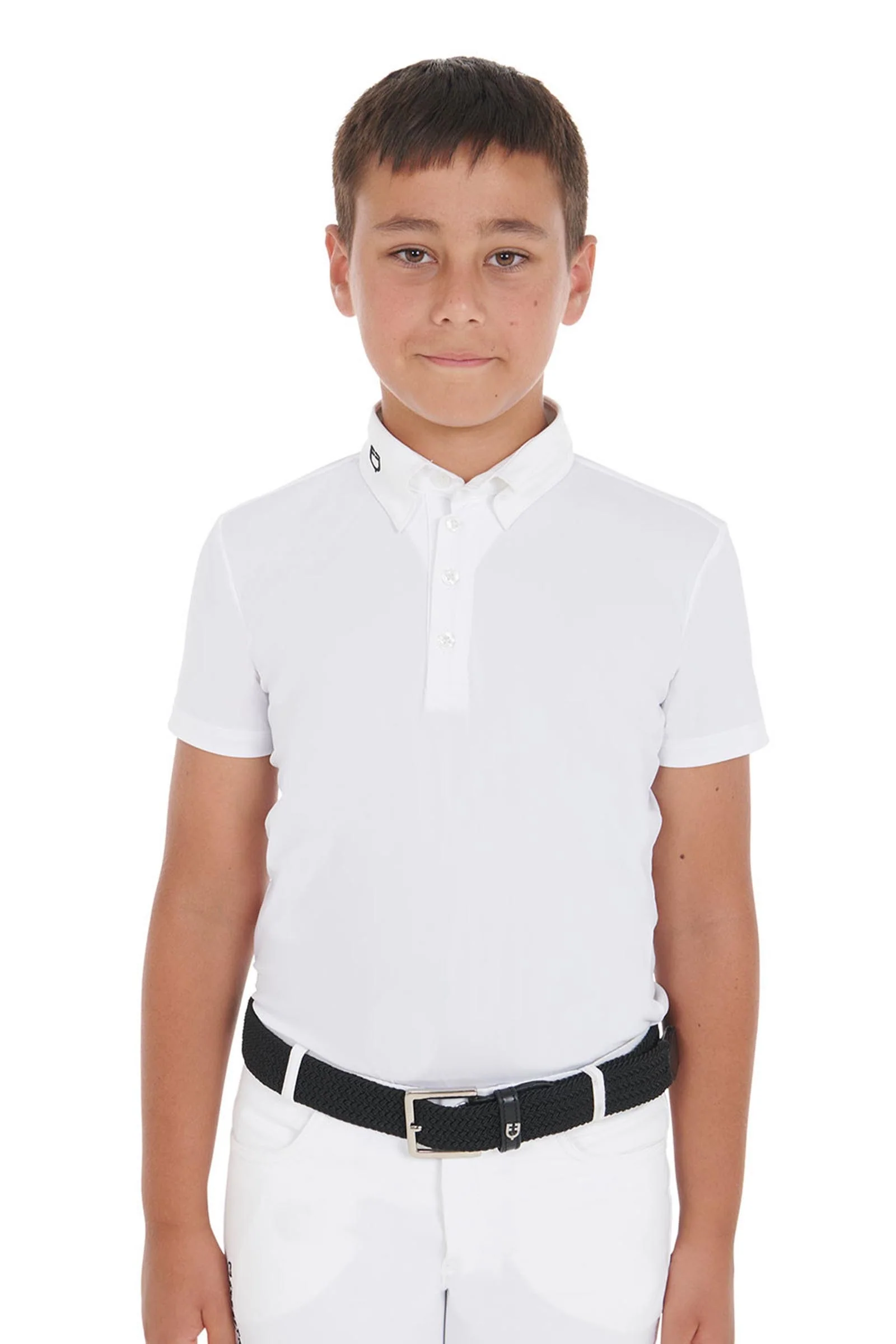 chłopięca koszulka konkursowa slim fit cztery guziki White 008