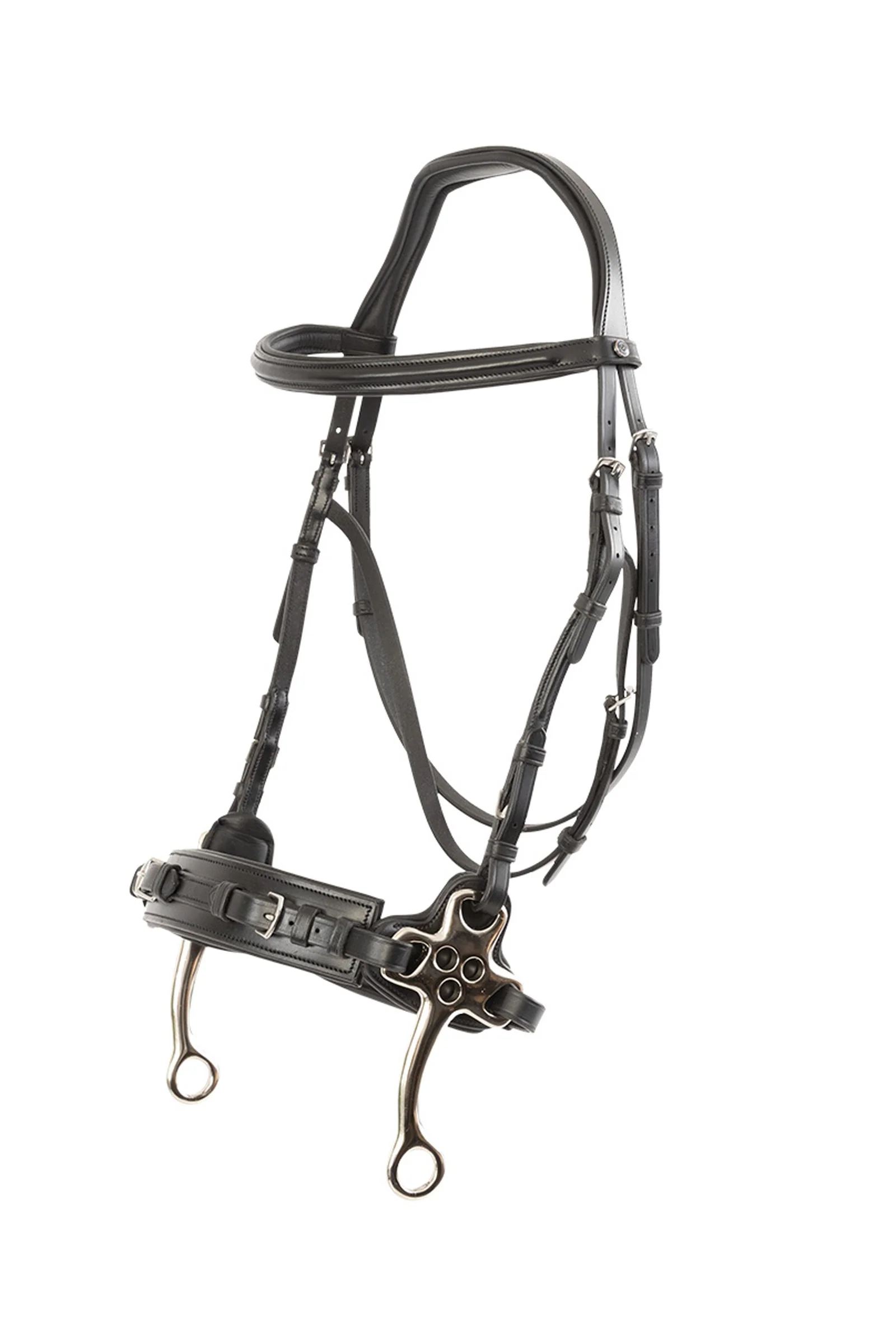 Ogłowie Sopot Hackamore / wędzidło bezdzielne, policzki 16 cm Black/Silver C