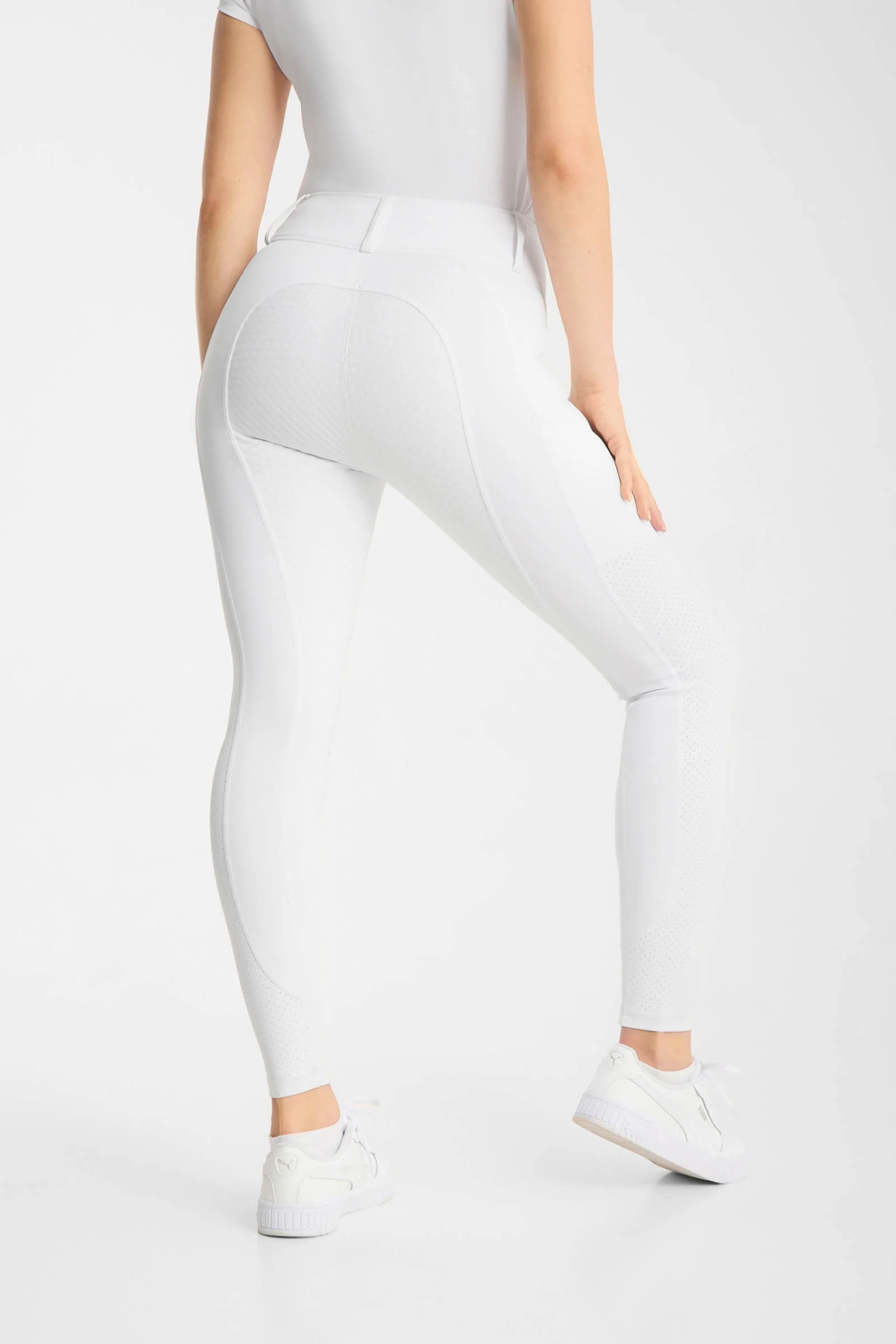 Matilda damskie perforowane bryczesy full grip White 32