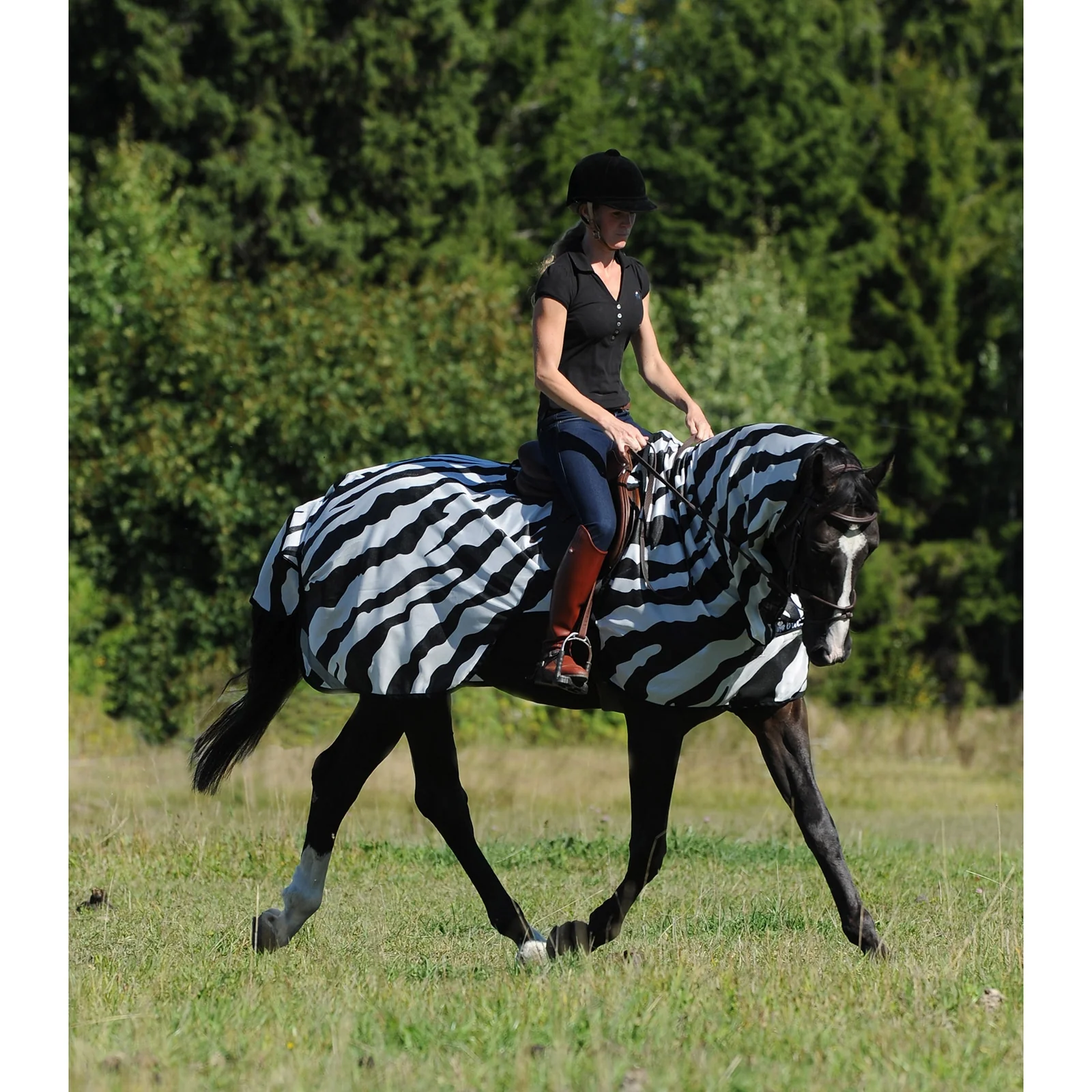 Buzz-Off Riding Zebra Derka do latania i jazdy konnej Black/White S