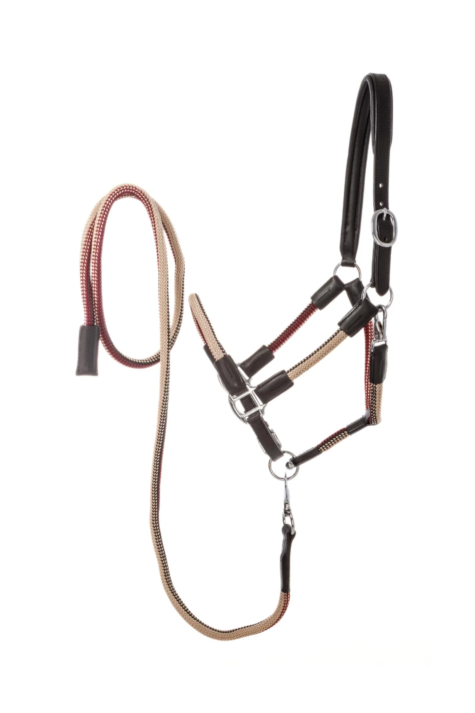 Cavo kantar z liny i skóry z uwiązem Black/Berry-Beige C