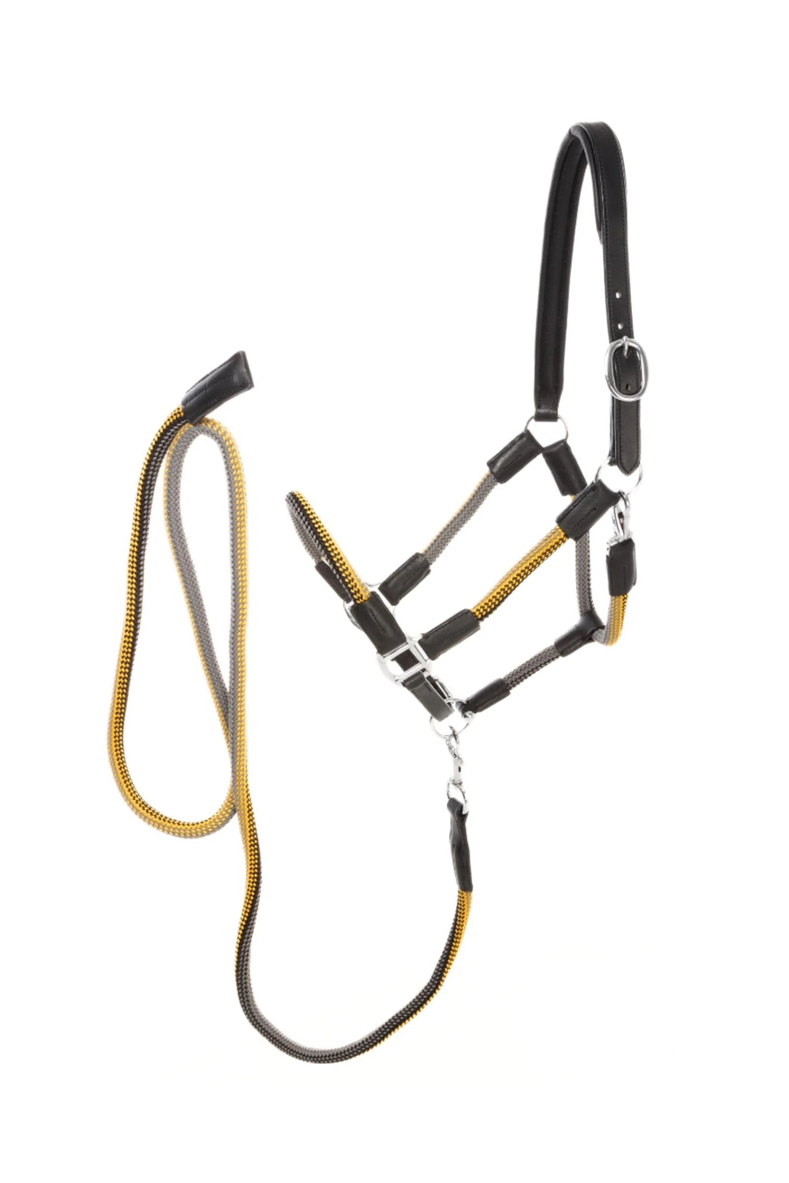 Cavo kantar z liny i skóry z uwiązem Black/Mustard-Anthracite C
