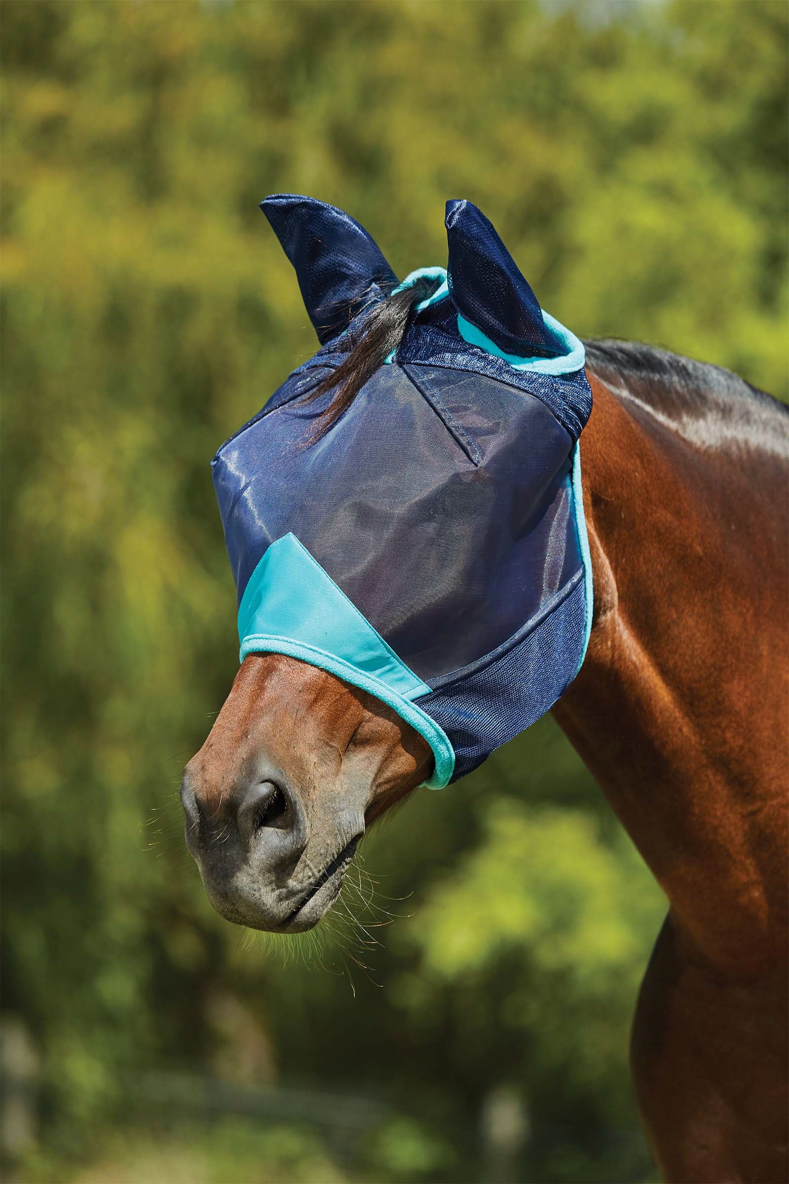 Comfitec Deluxe drobno siatkowa maska z uszami Navy/ Turquoise X-Full