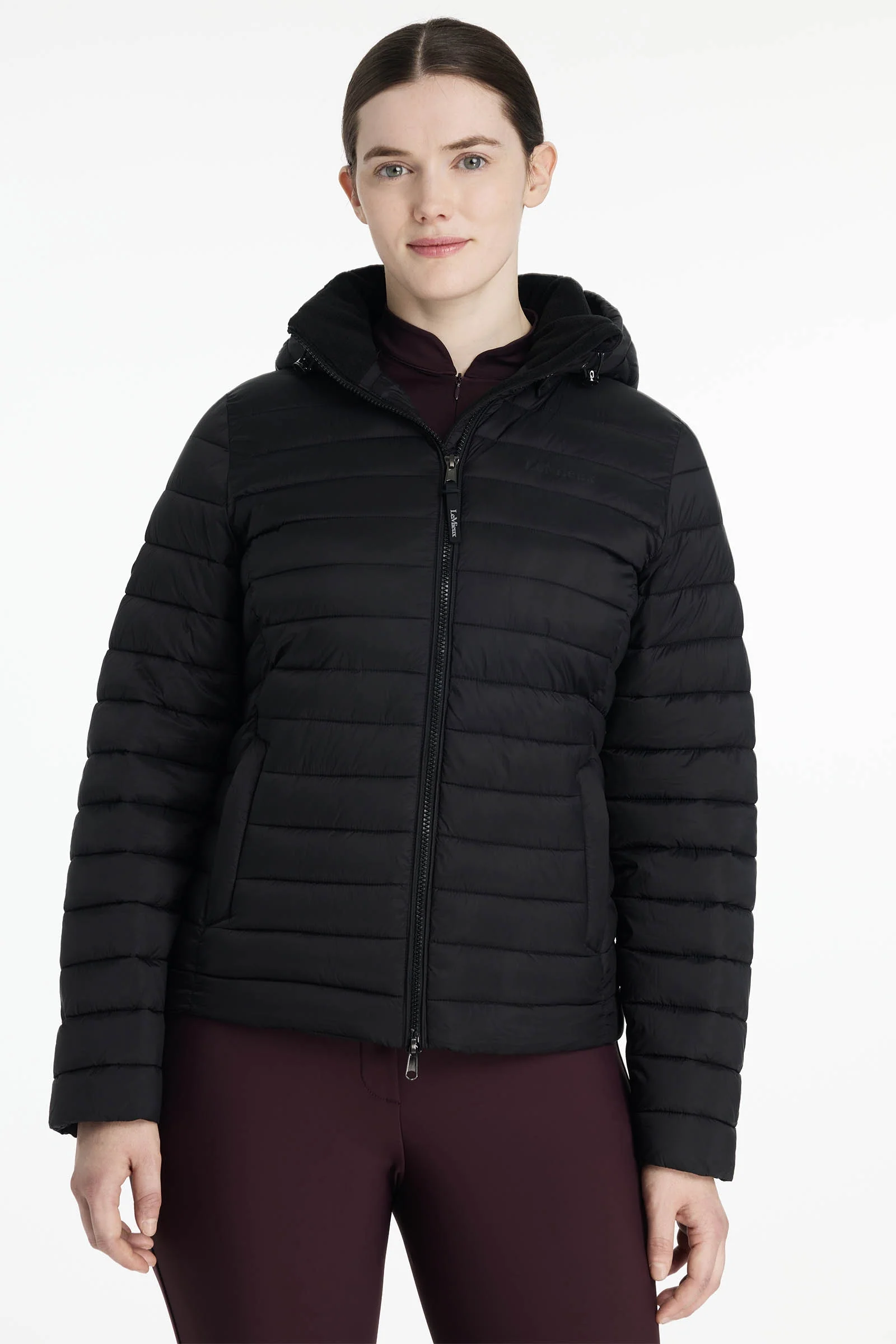 Rose damska pikowana kurtka z kapturem Black 40