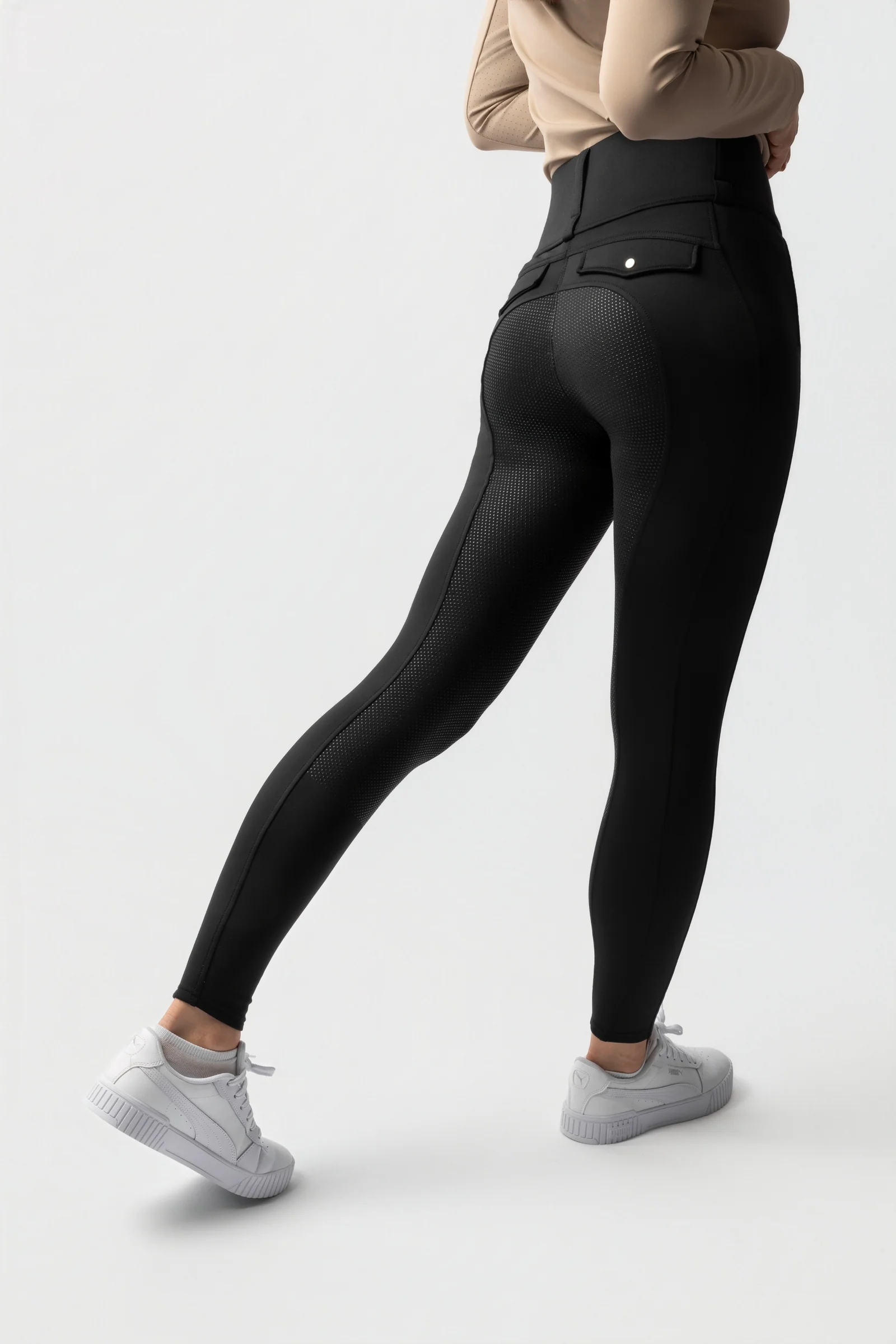 Anya damskie hybrydowe bryczesy termo full grip Black 32