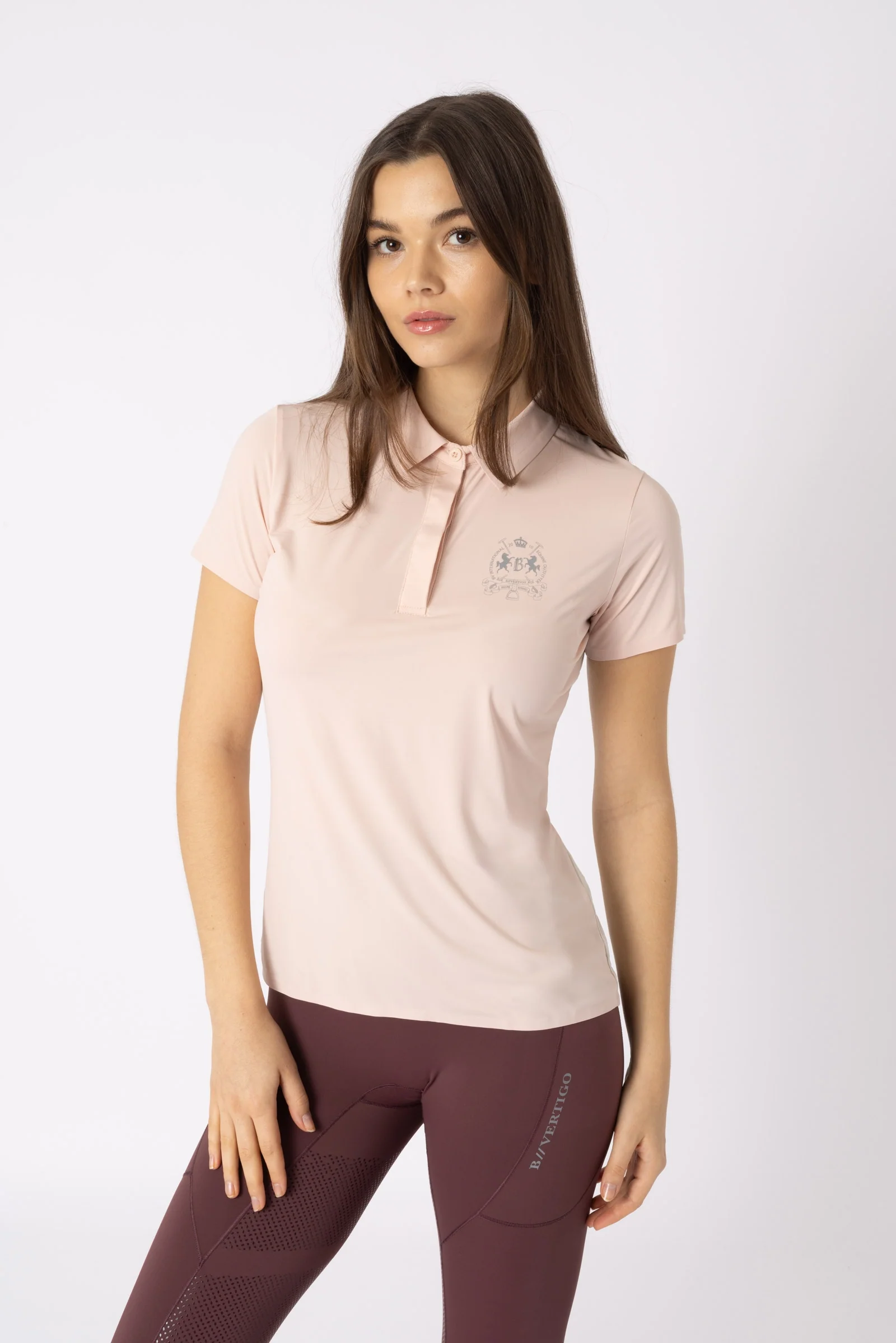 Bezszwowa damska koszulka polo Daphne Peach Blush 44