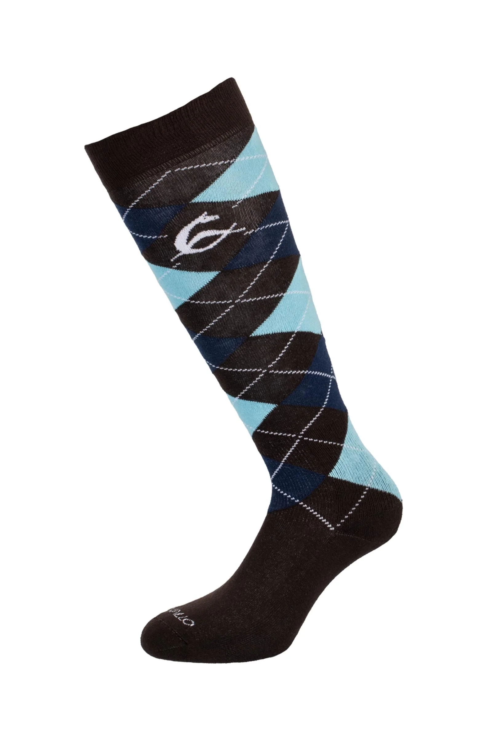Bawełniane skarpety z wzorem diamentowym Dark Brown W/Blue & Light Blue Diamond 35-38