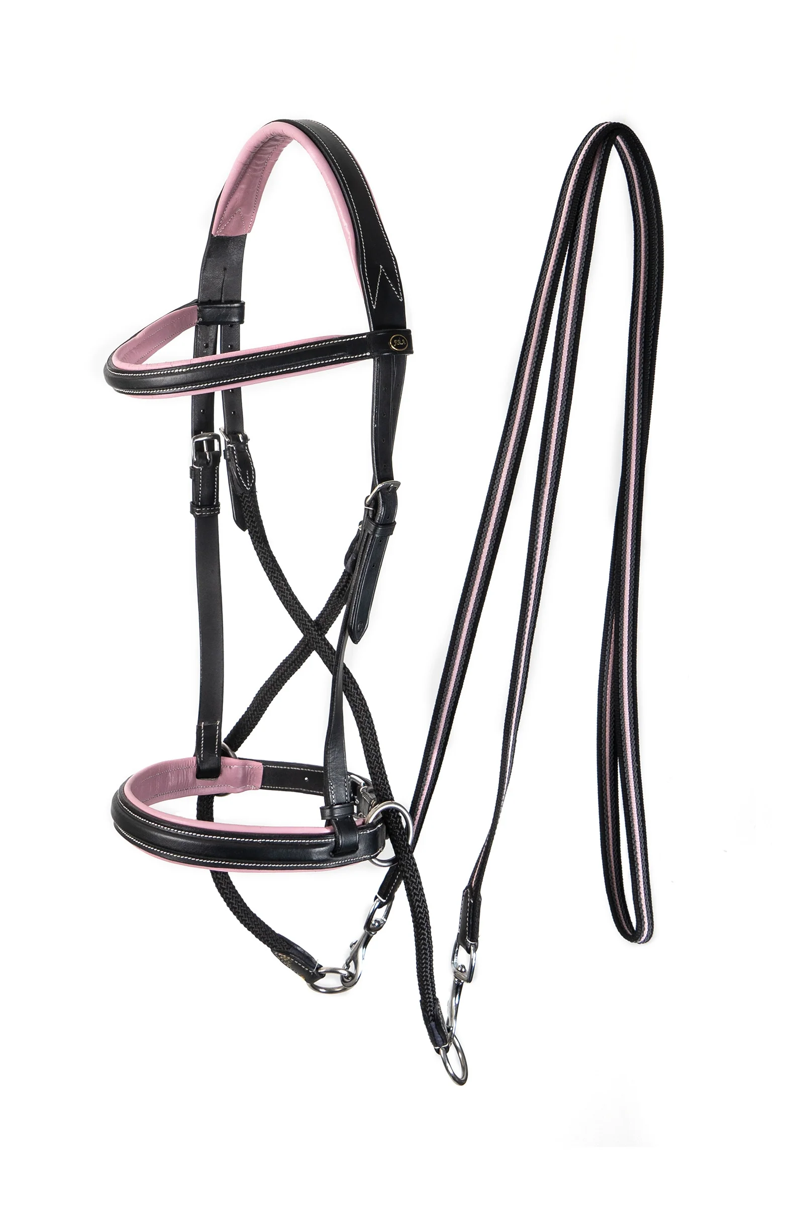Dietsji Uzda bezwędzidłowa z Wodze (System 5) Black/Pink C