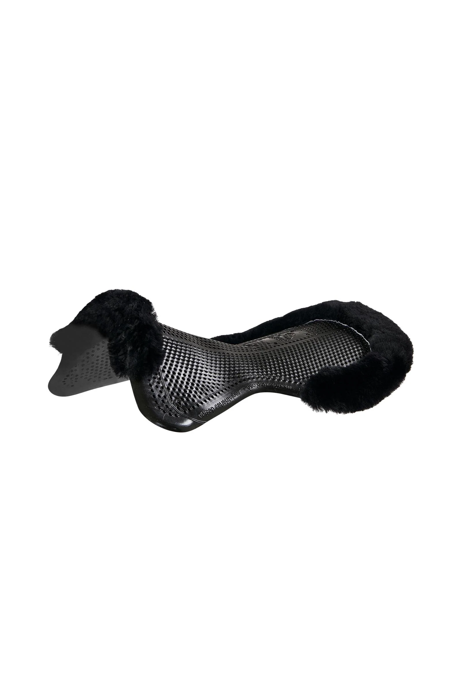 Żelowa podkładka antypoślizgowa Classic Pony z owczą skórą półwycięcie Black/Black M