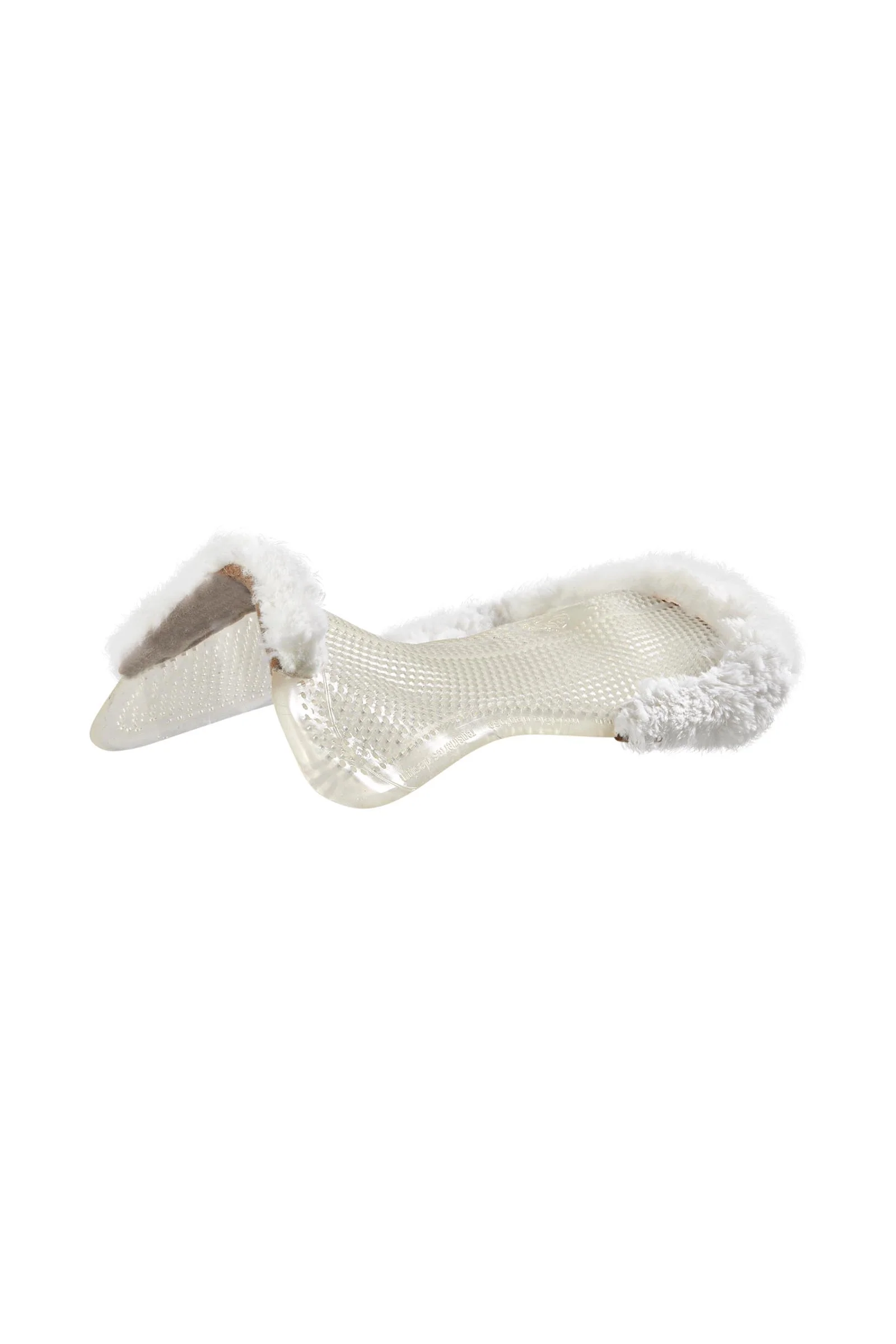 Żelowa podkładka antypoślizgowa Classic Pony z owczą skórą półwycięcie Transparent/White L