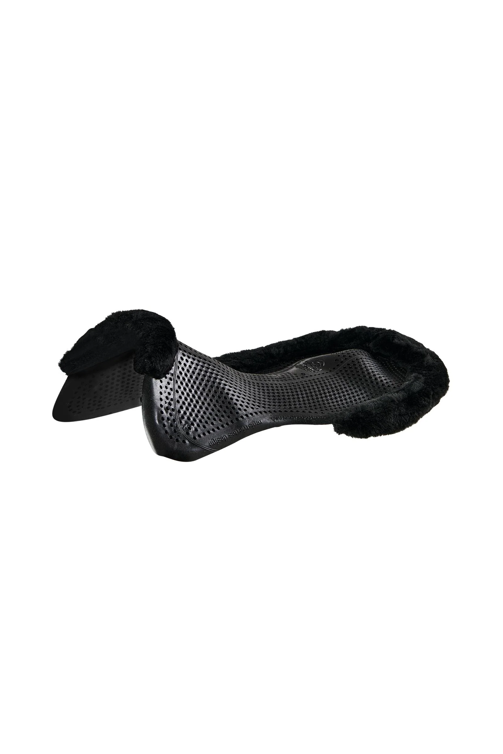 Żelowa podkładka antypoślizgowa Classic z sztuczną owczą skórą płaska Black/Black L