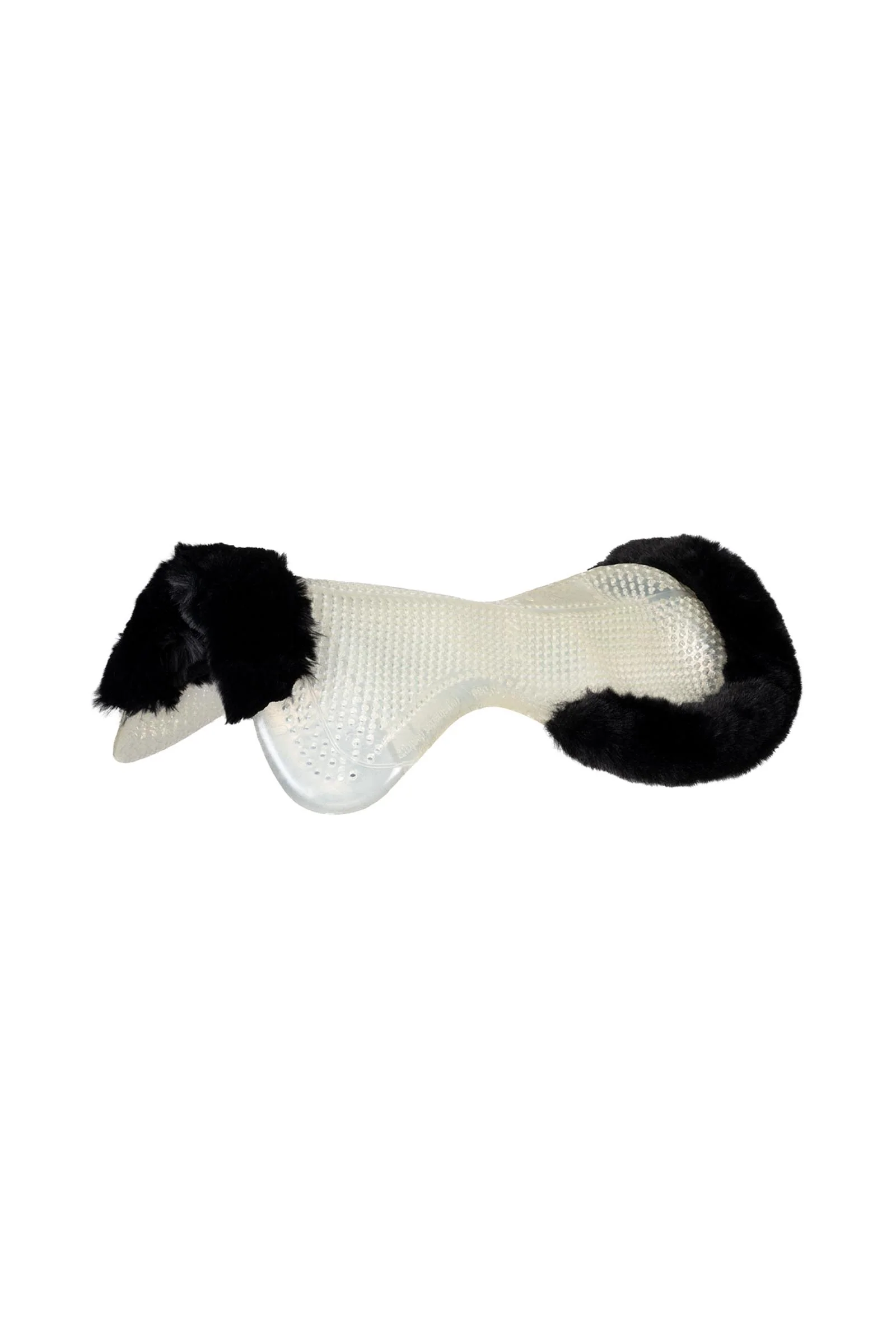 Żelowa podkładka antypoślizgowa Classic z sztuczną owczą skórą płaska Transparent/Black L
