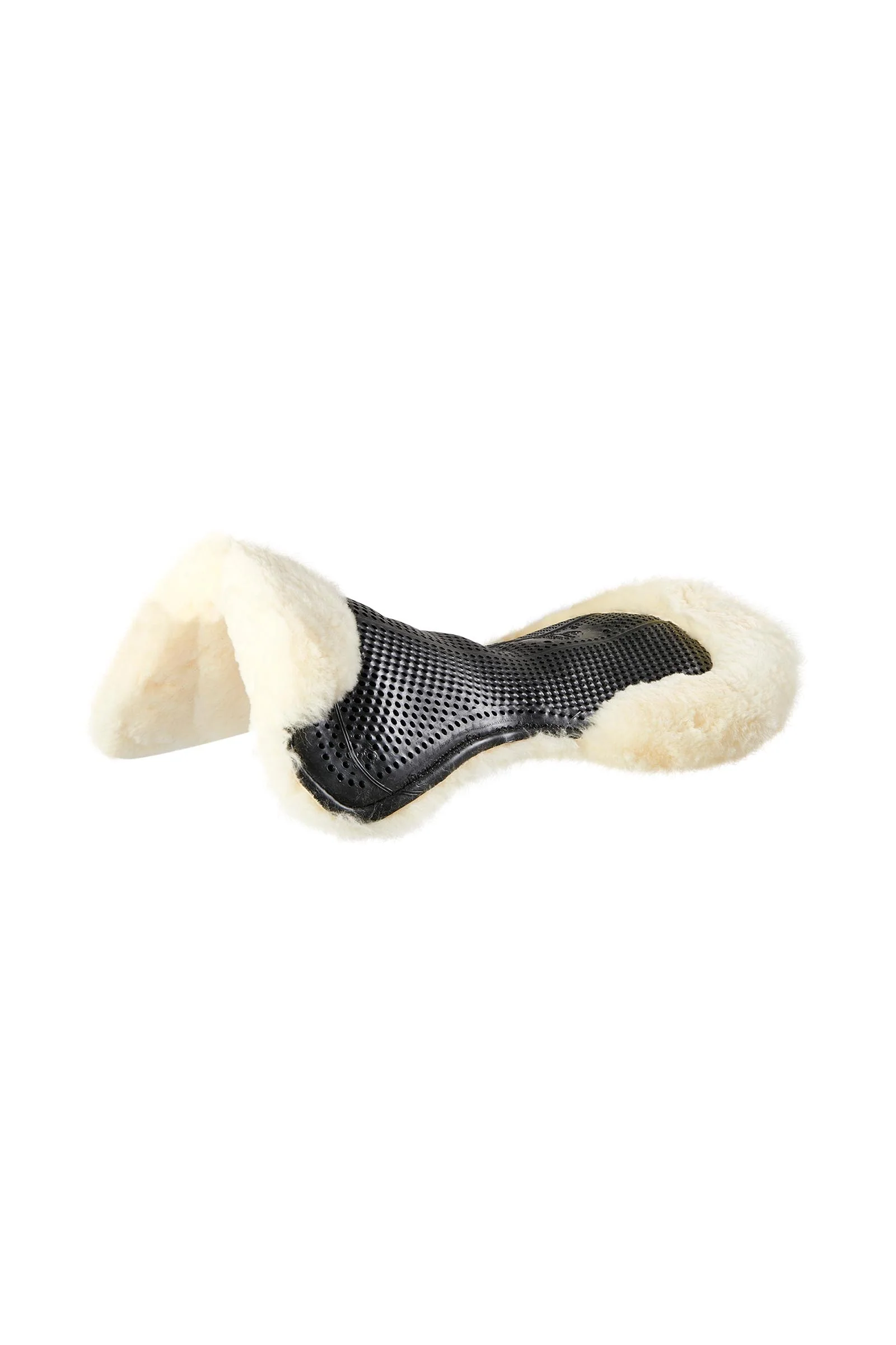 Żelowa podkładka antypoślizgowa Classic z owczą skórą płaska Black/Natural M