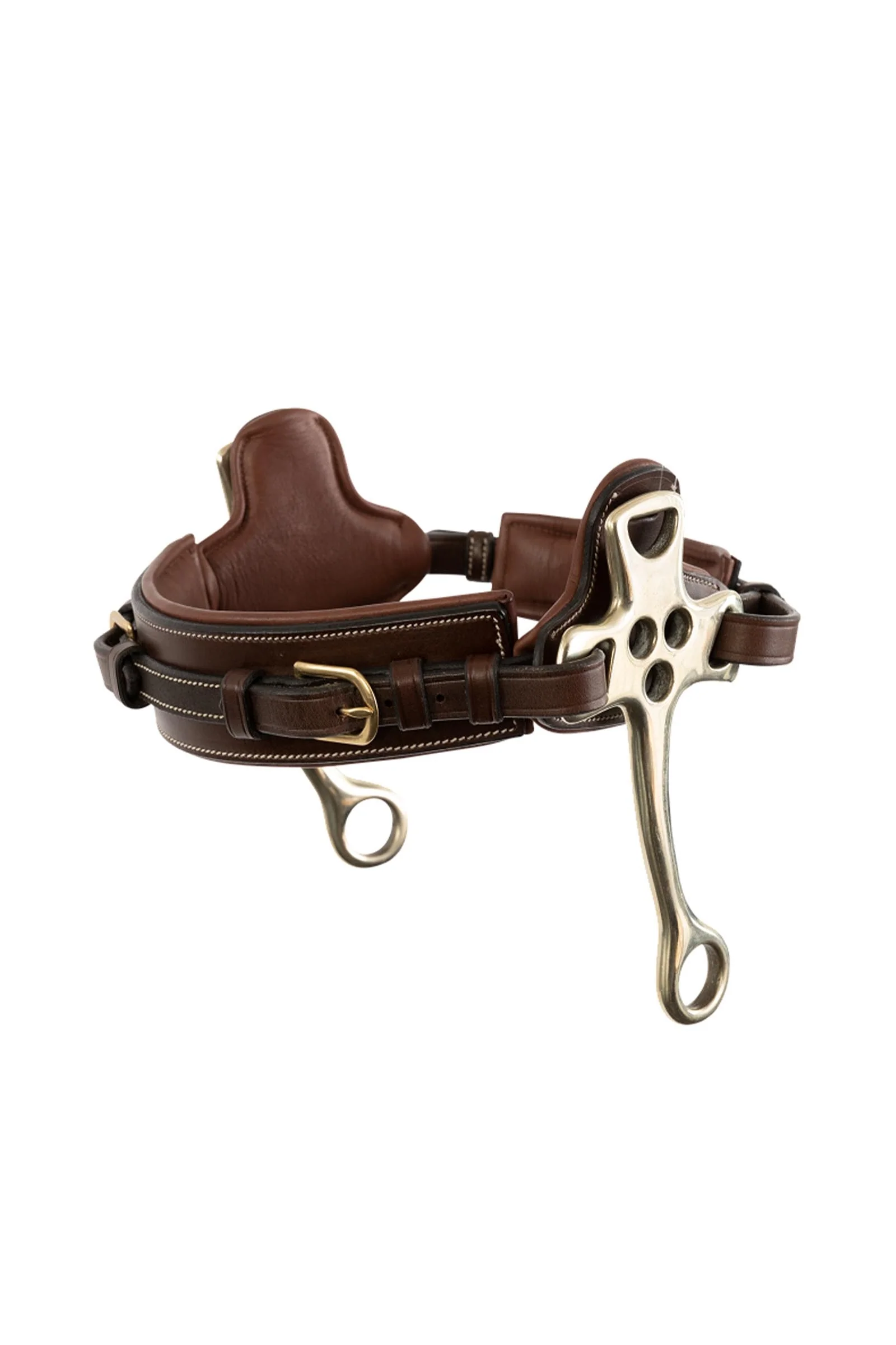 Nachrapnik jeździecki Hackamore / wędzidło bezdzielne z policzkami 16 cm Brown/Gold C