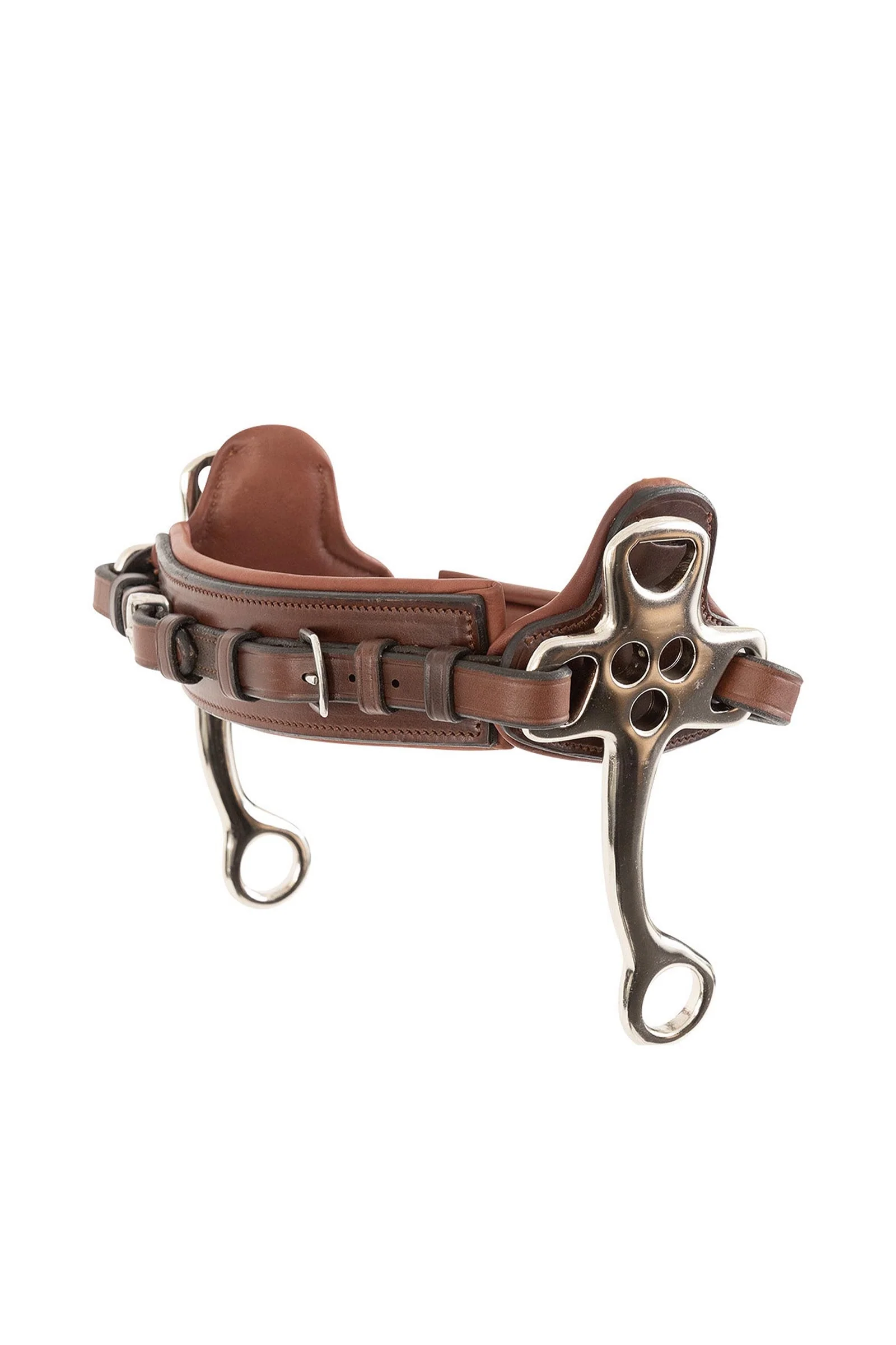 Nachrapnik jeździecki Hackamore / wędzidło bezdzielne z policzkami 16 cm Brown/Silver C