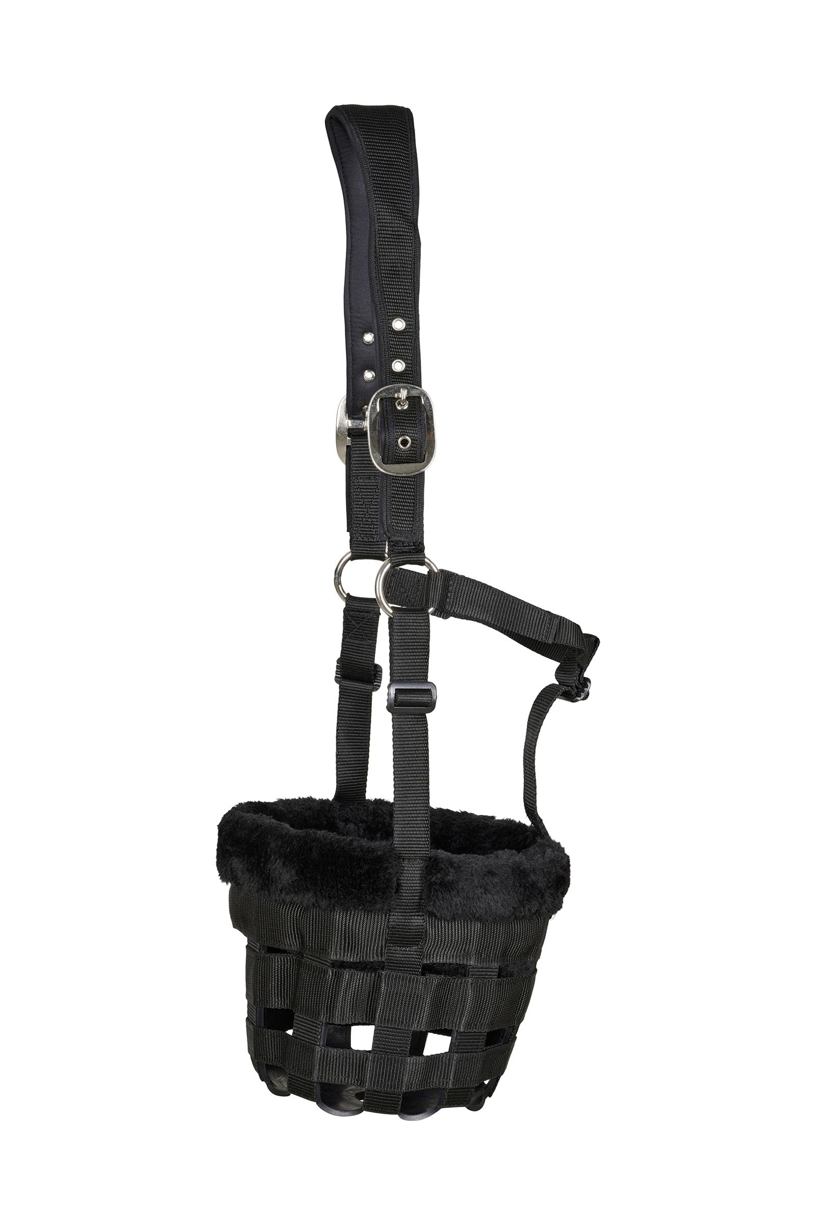 HorseGuard Anatomic Grazing Muzzle With Plush Trimming Black SHP