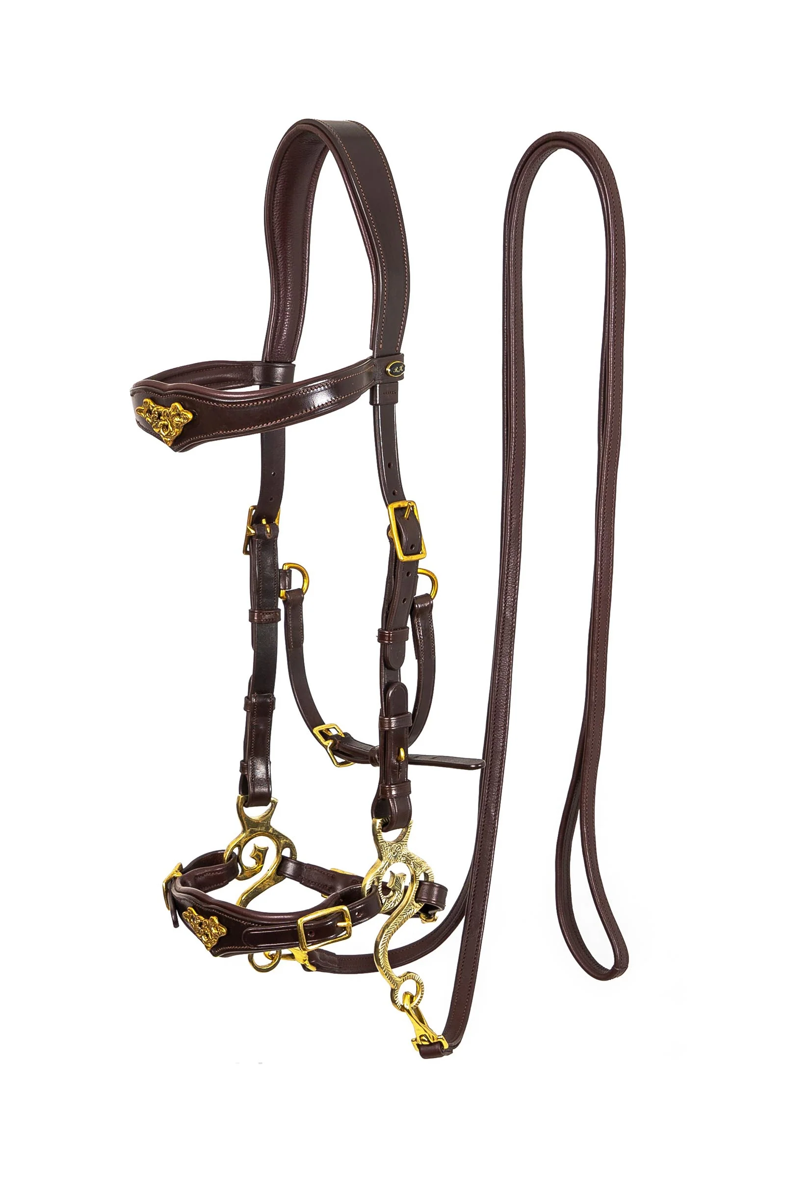 Artykuły F.R.A. Freedom Riding, ogłowie Imperial Hackamore z wodzami (system 2), Shires Brown X-Full
