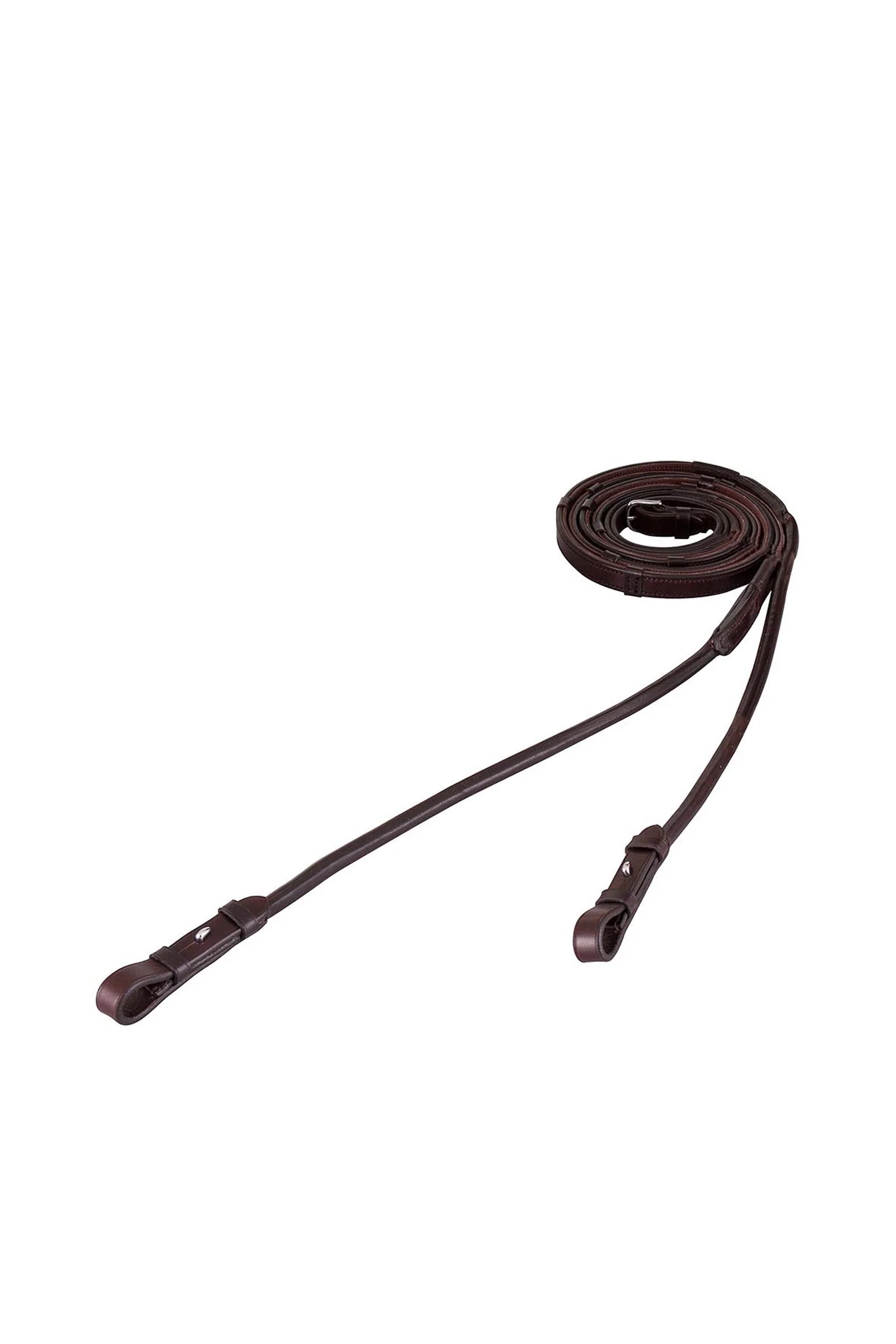 wodze skórzane z gripem i stopperami, 16 mm Brown/Silver F