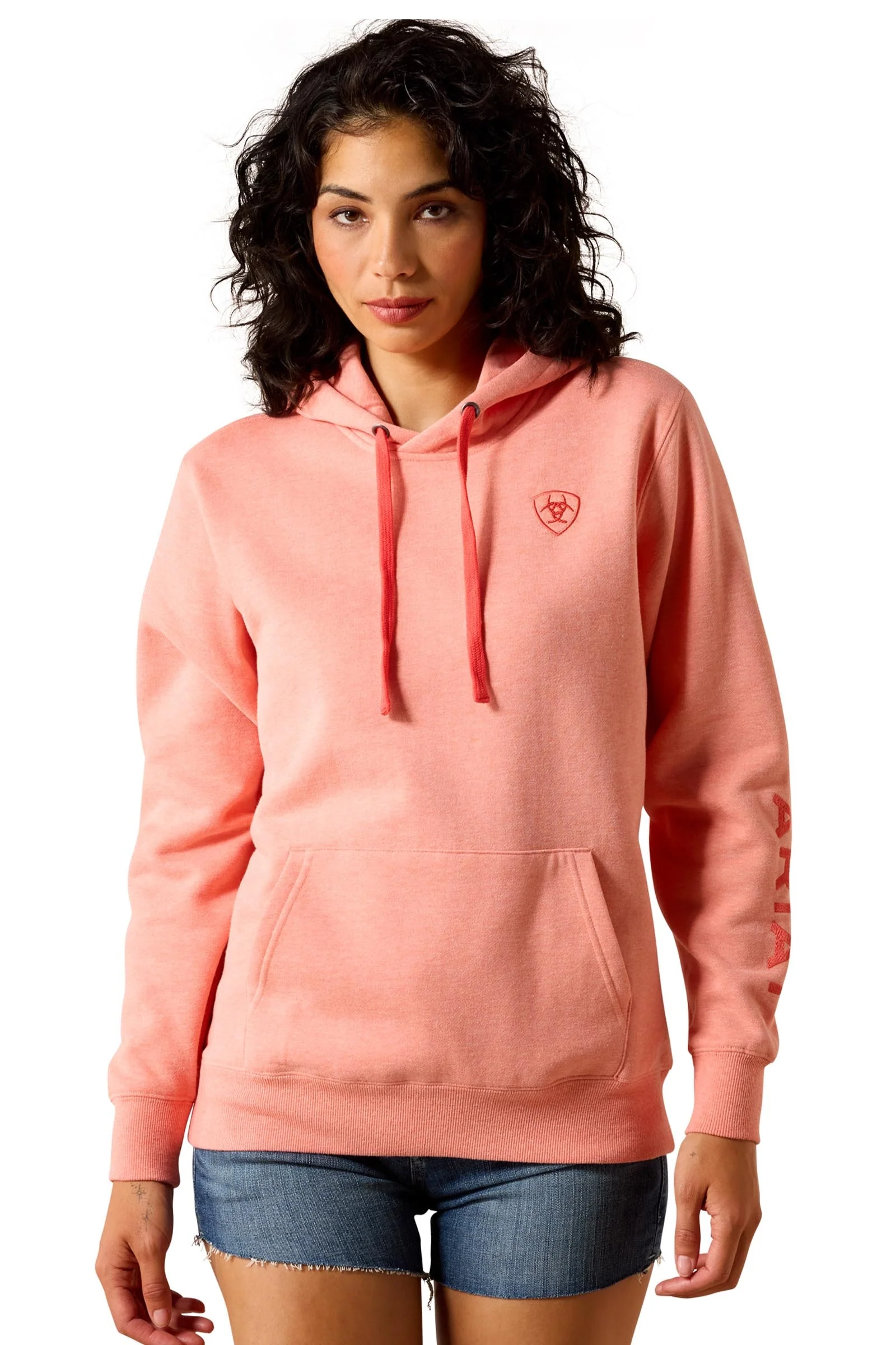 Logo 2.0 damska bluza z kapturem Peach Amber Heather L