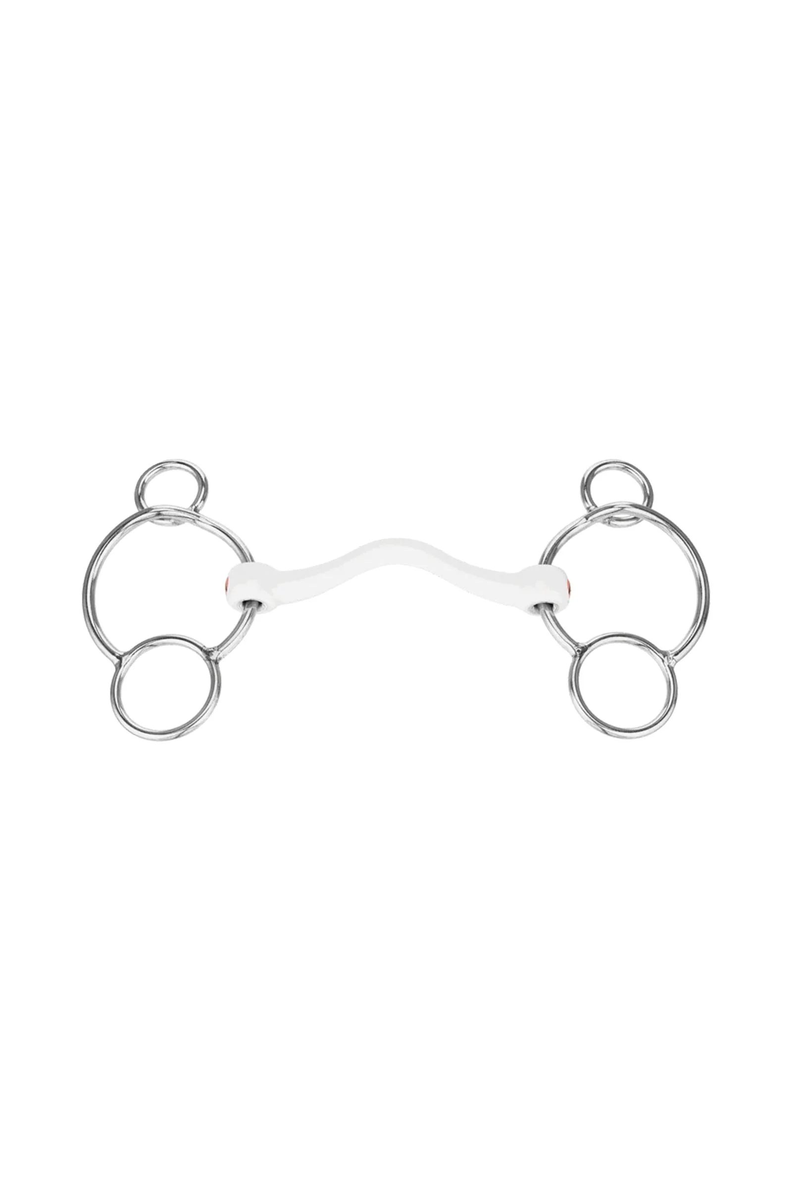 Nathe CM wędzidło 3 pierścieniowe, miękka prosta z łukiem, 15 mm, termoplast Metall 130 mm