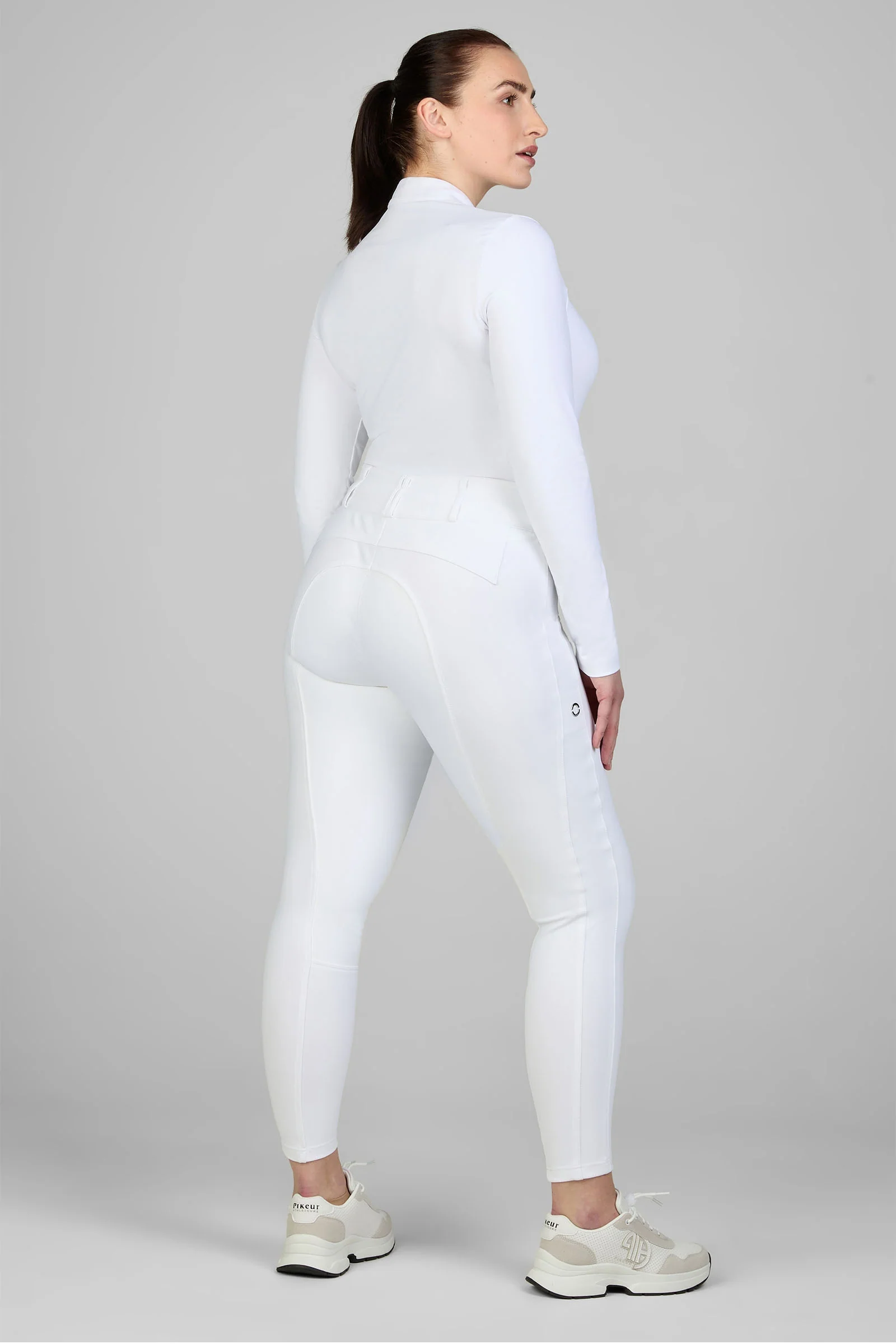 New Candela Damskie bryczesy z wysokim stanem i pełnym lejem White 46