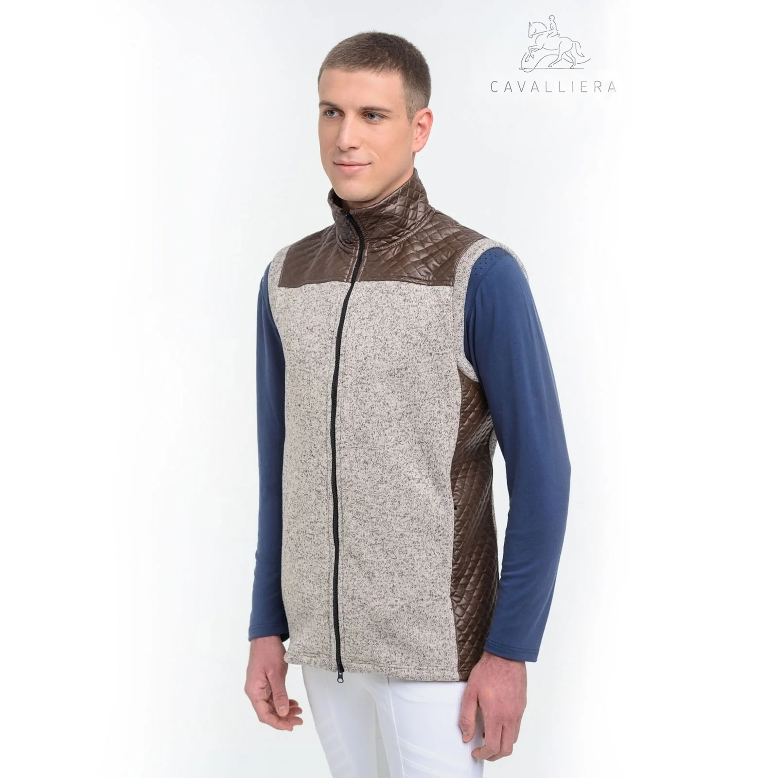 Kamizelka jeździecka z wodoodpornymi wstawkami Majesty Men Truffle brown/Melange Grey M