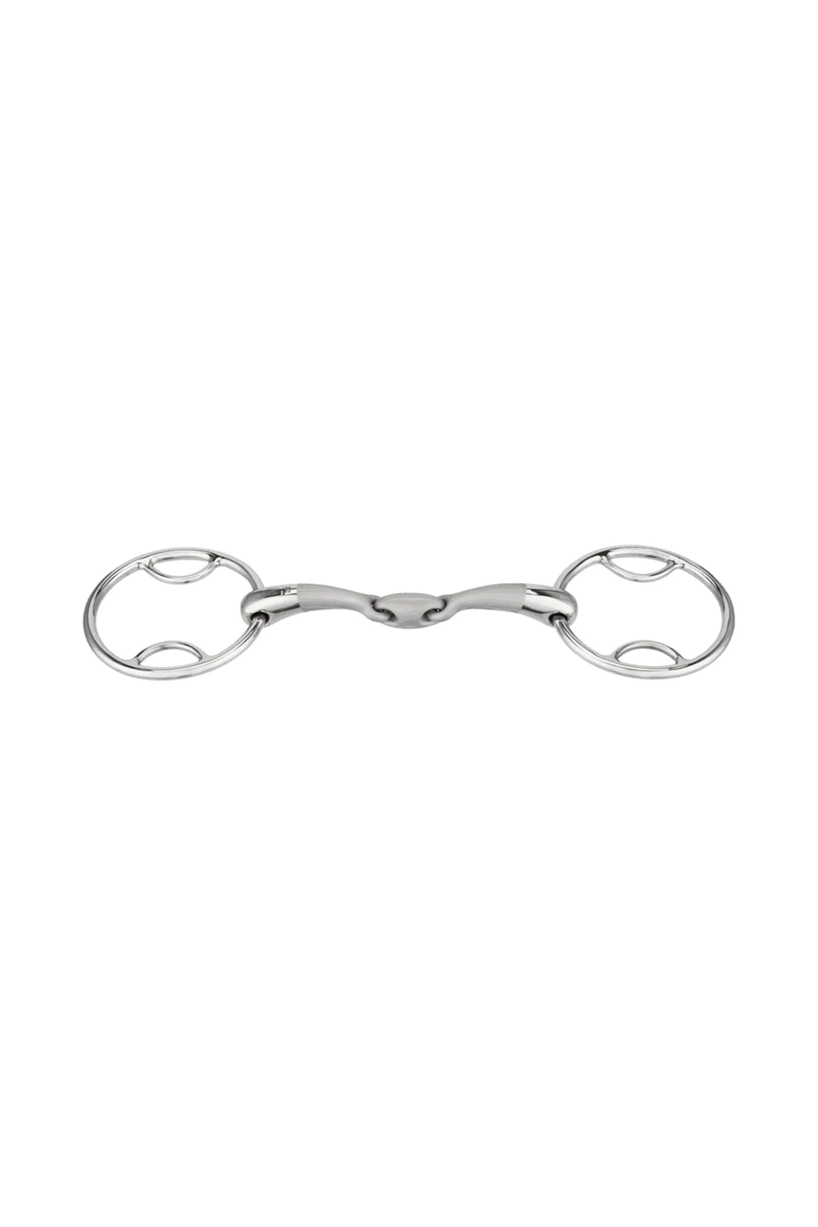 Satinox wędzidło 3-pierścieniowe, podwójnie łamane, 14 mm, stal nierdzewna Metall 135 mm