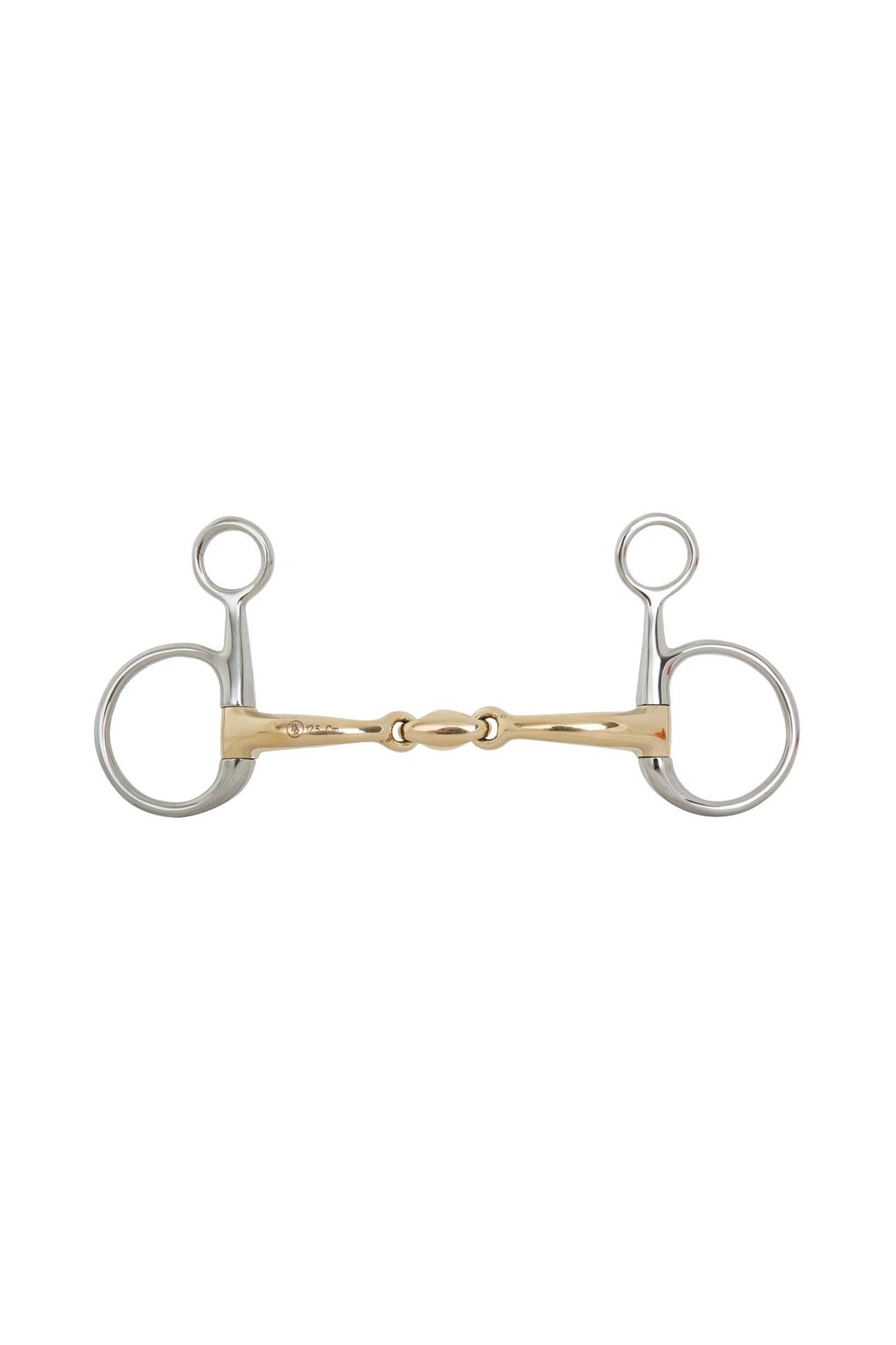 Soft Contact wędzidło Baucher, podwójnie łamane, 14 mm, czanki 110 mm Gold 125 mm