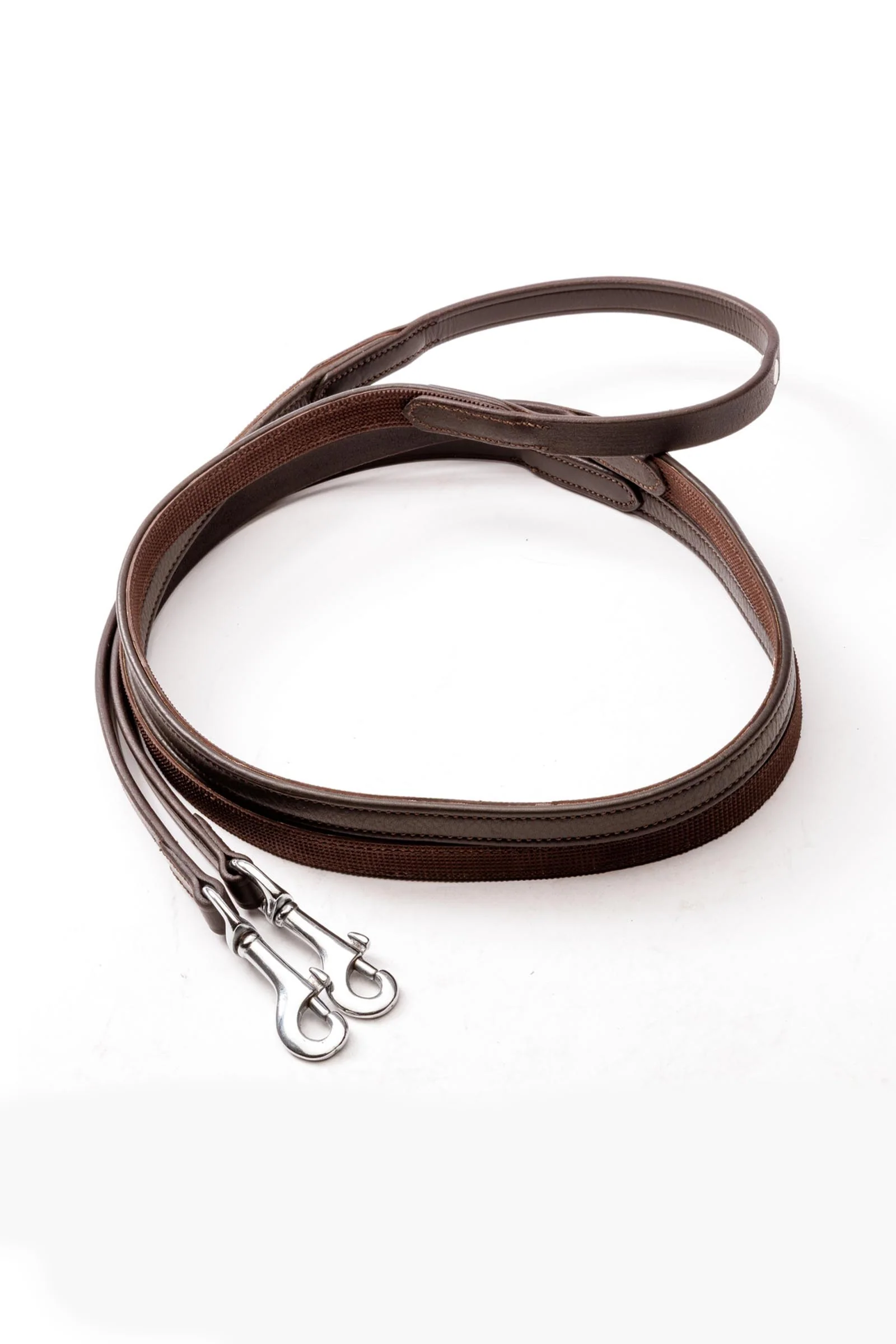 Softgrip wodze islandzkie z karabińczykiem, 16 mm Brown/Silver PII