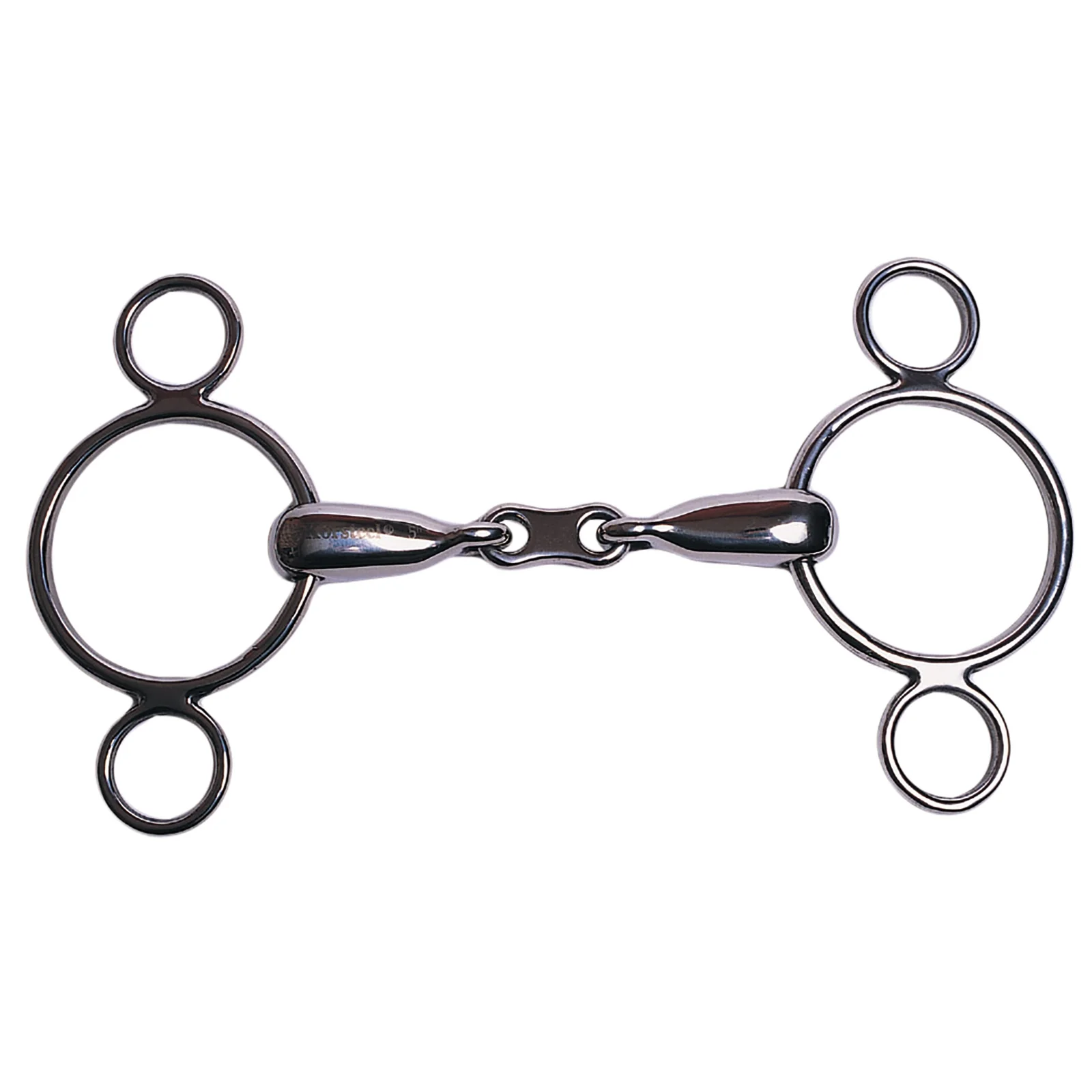 ze stali nierdzewnej, francuskie ogniwo, 2 pierścienie, holenderskie wędzidło gag Silver 152 mm