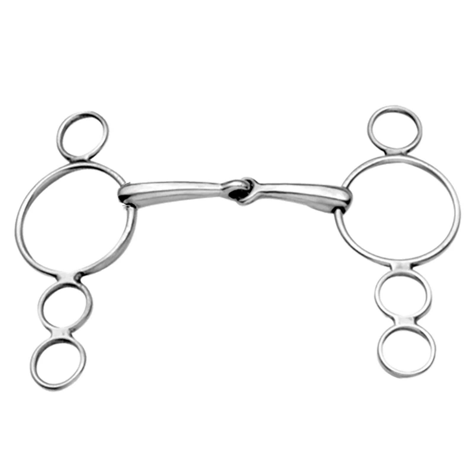 ze stali nierdzewnej, przegubowe, 3-pierścieniowe holenderskie wędzidło gag Silver 140 mm