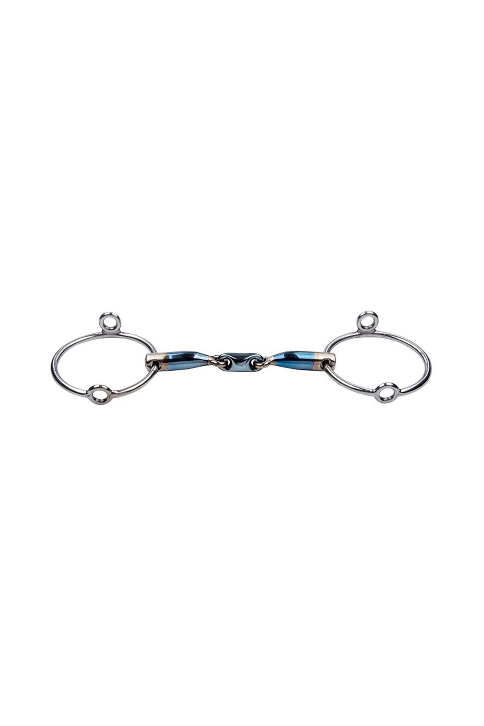 Podwójnie łamane wędzidło-cyganka Sweet Iron z ruchomymi pierścieniami Blue 125 mm
