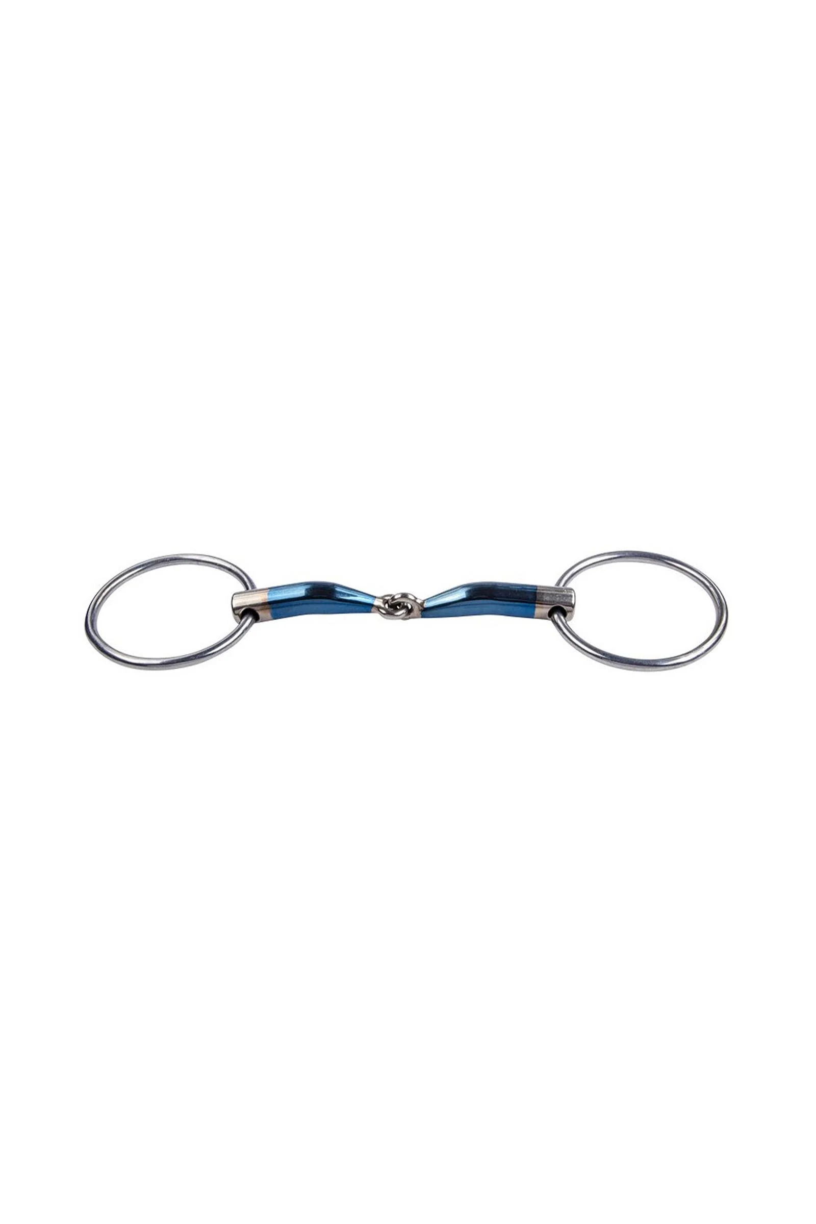 Pojedynczo łamane wędzidło Sweet Iron z ruchomymi pierścieniami Blue 135 mm