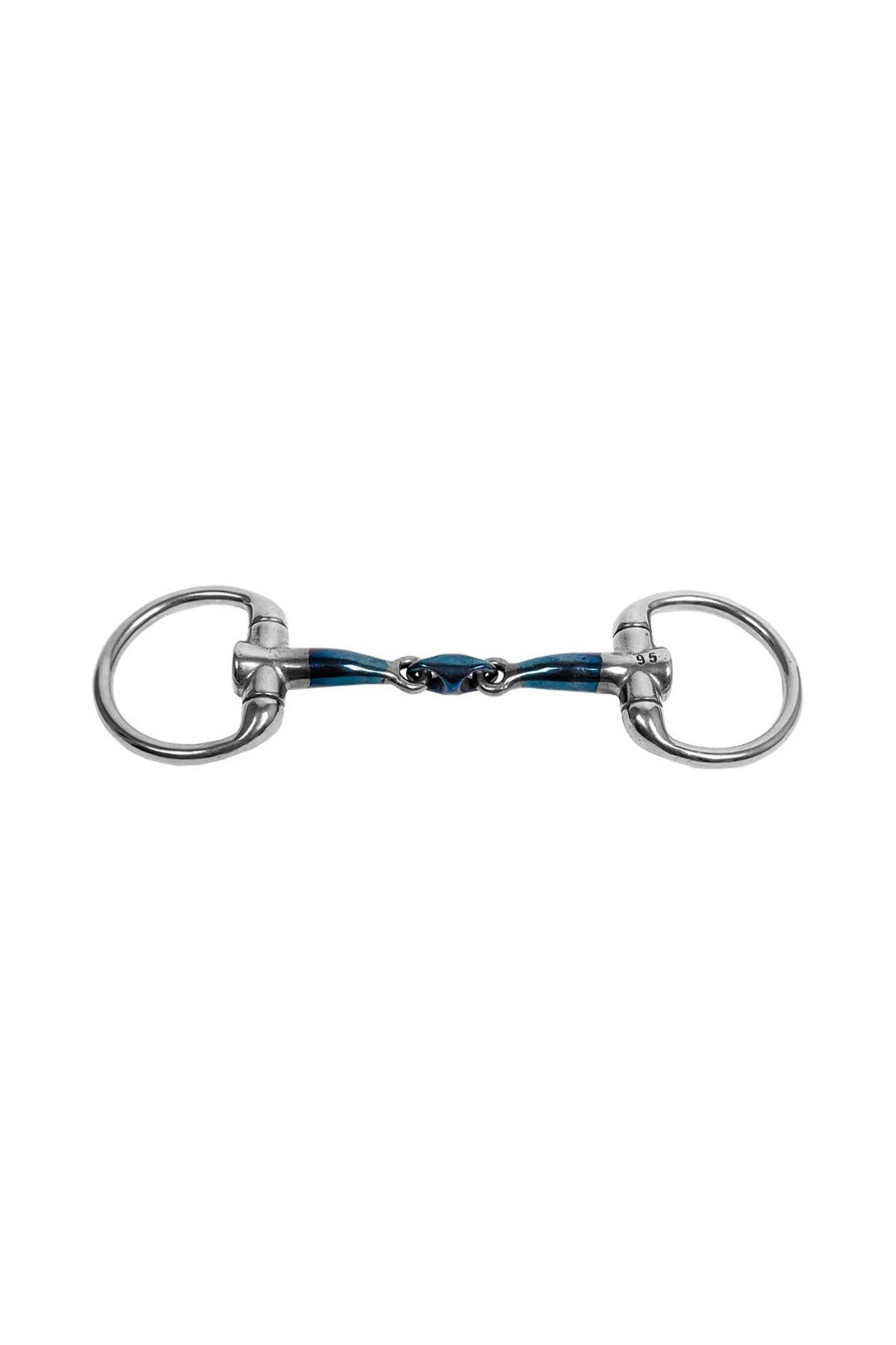 Podwójnie łamane wędzidło Sweet Iron Pony z nieruchomymi pierścieniami Blue 95 mm