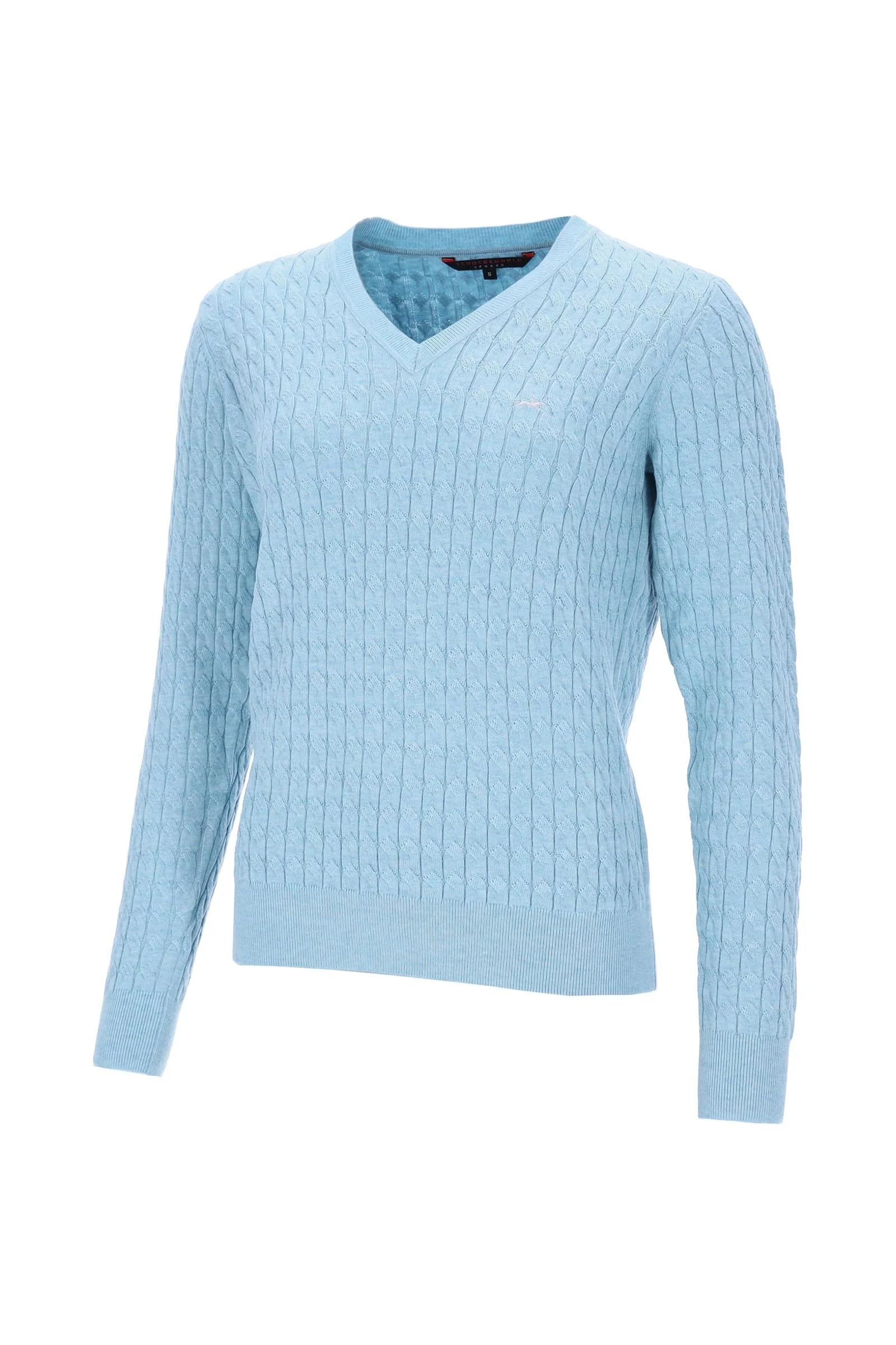 Damski sweter SPPam Style z dekoltem w serek Milky Blue M
