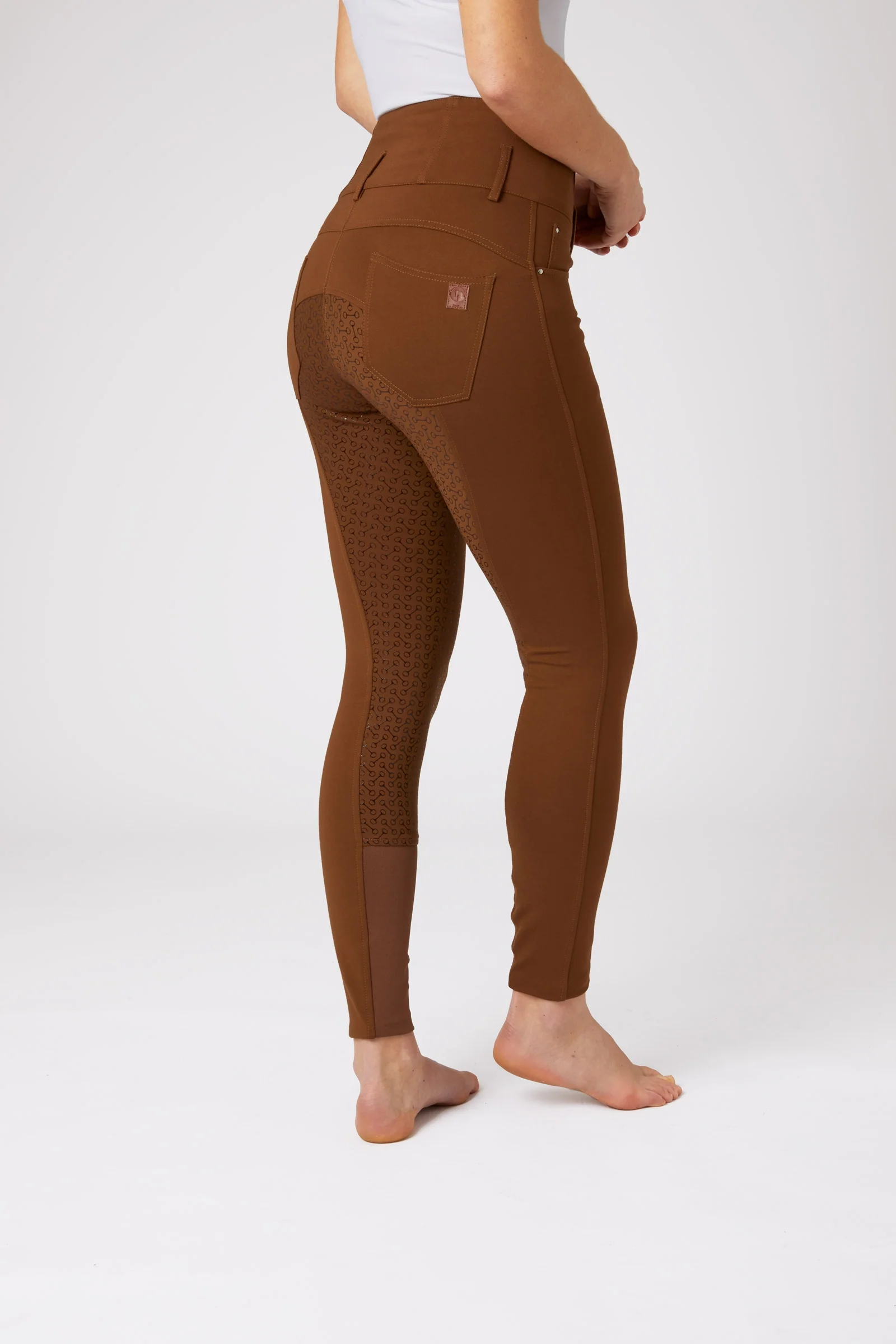 Bryczesy damskie z wysokim stanem, z silikonowym lejem Tara FS Bison Dark Brown 34