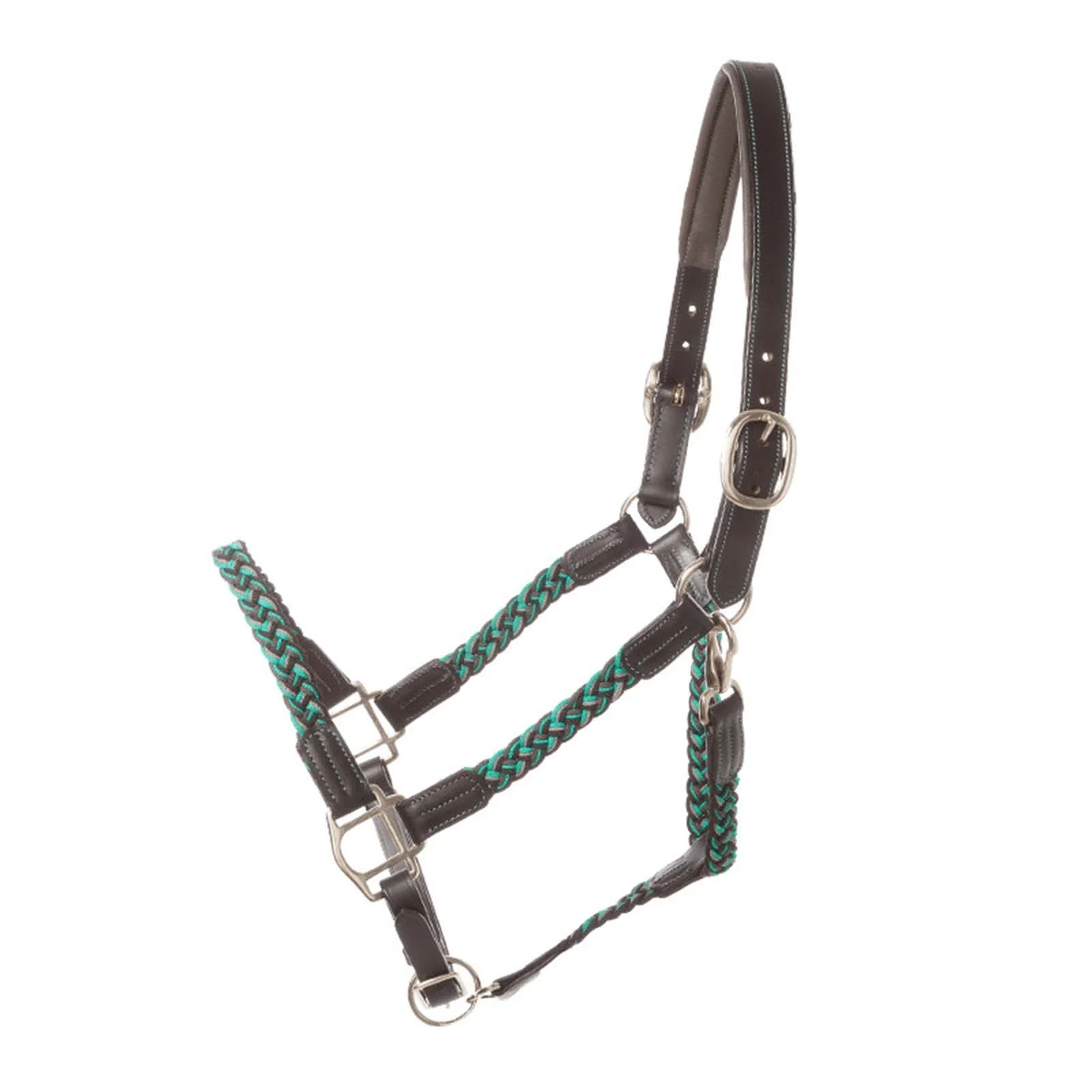 Pleciony kantar Tessa Black/ Grey/ Turquoise Blue P