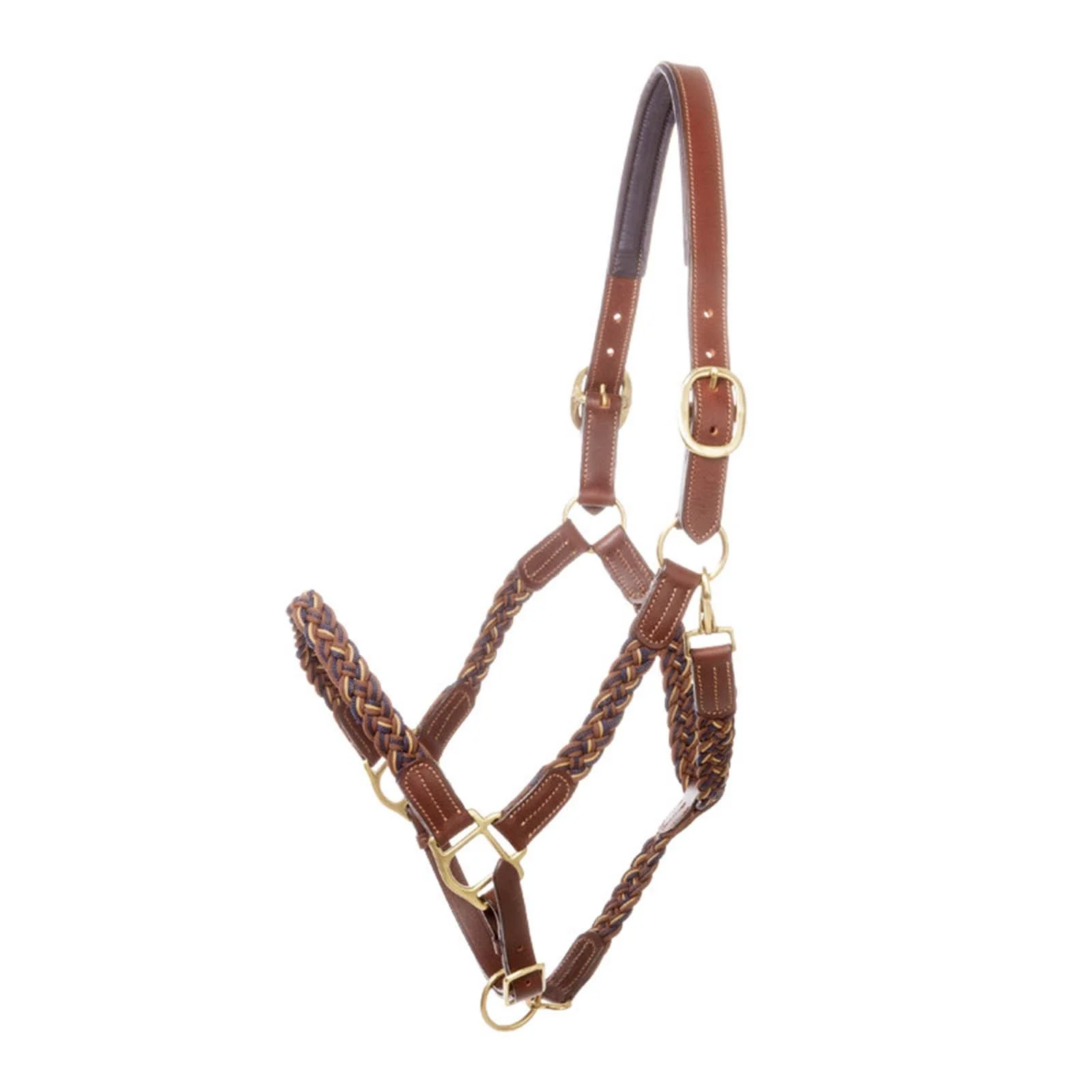 Pleciony kantar Tessa Brown/ Navy/ Beige P