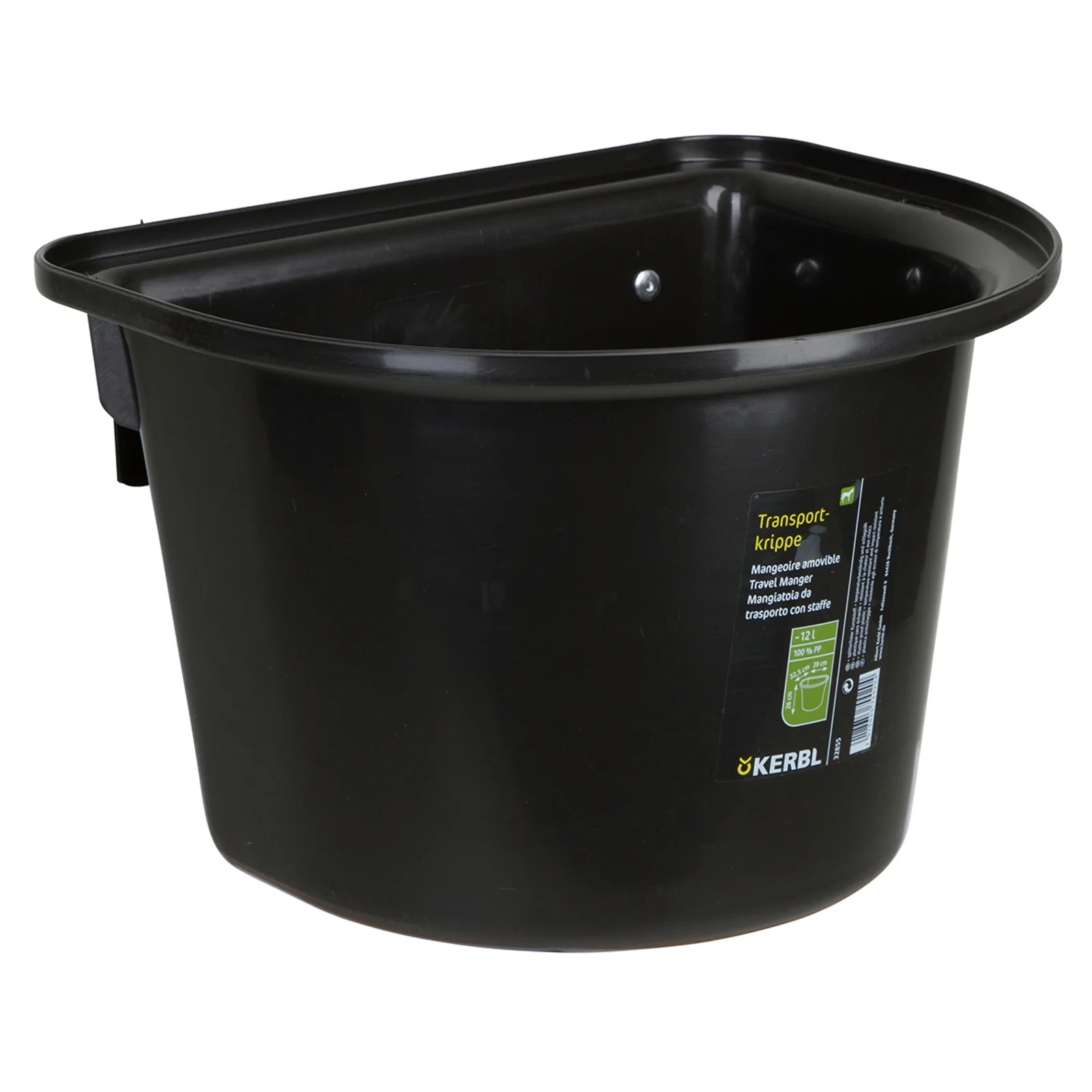 Żłóbek podróżny 12 l, plastikowy z pałąkiem na haczyk Black 12