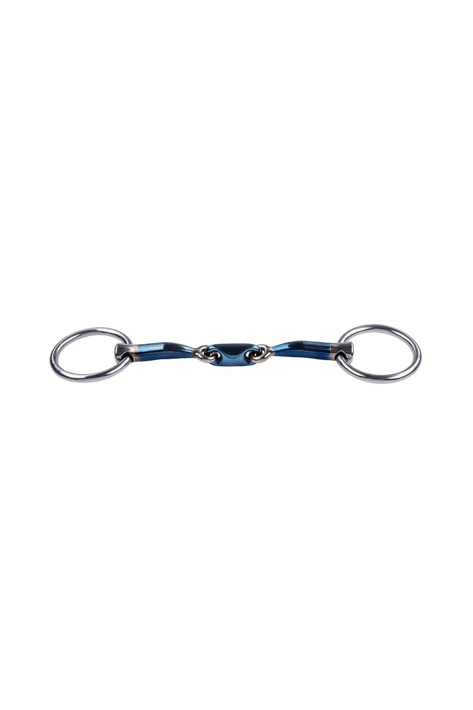 Podwójnie łamane wędzidło bradoon Sweet Iron z ruchomymi pierścieniami Blue 150 mm