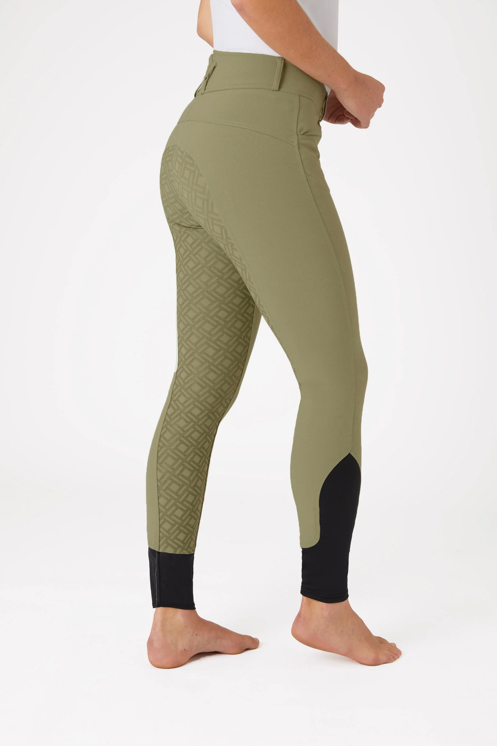 Damskie bryczesy z wysokim stanem i pełnym lejem silikonowym Olive Green 40