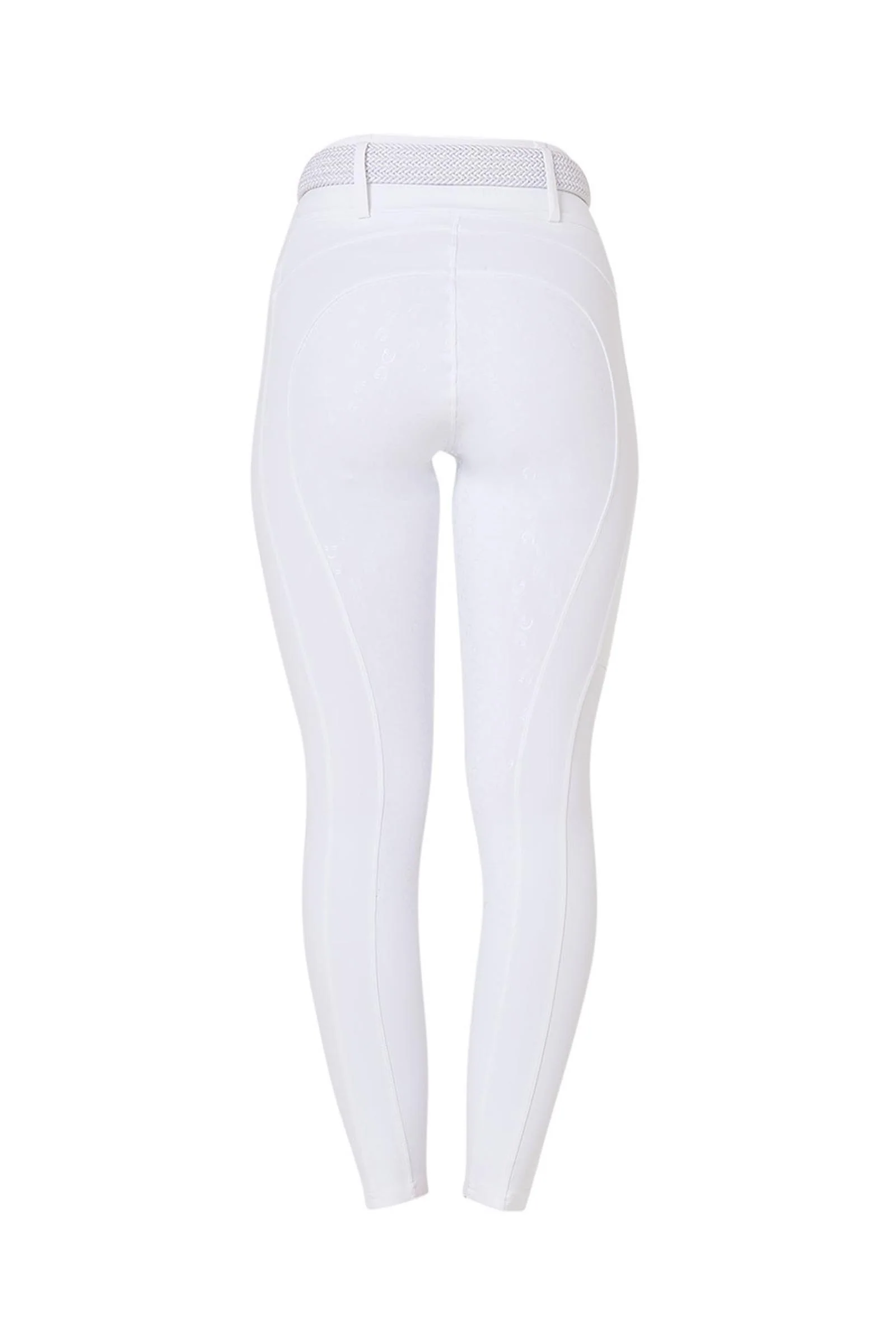 damskie legginsy jeździeckie z wysokim stanem, full gripem i szlufkami White L