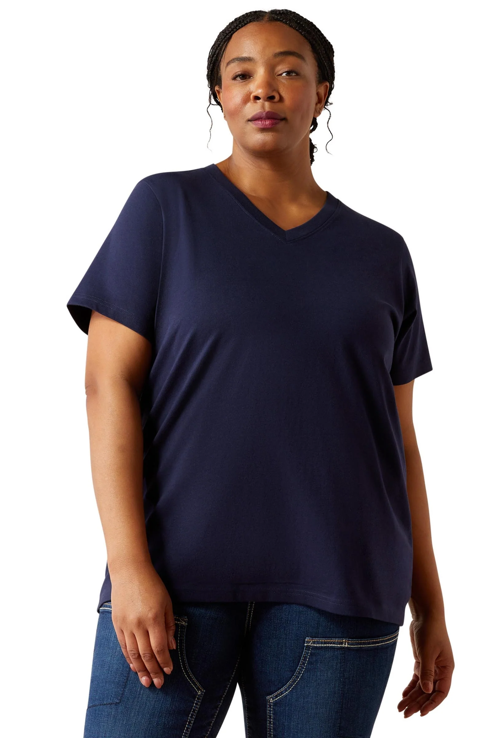 Damski T-shirt Rebar Cotton Strong z dekoltem V Navy L